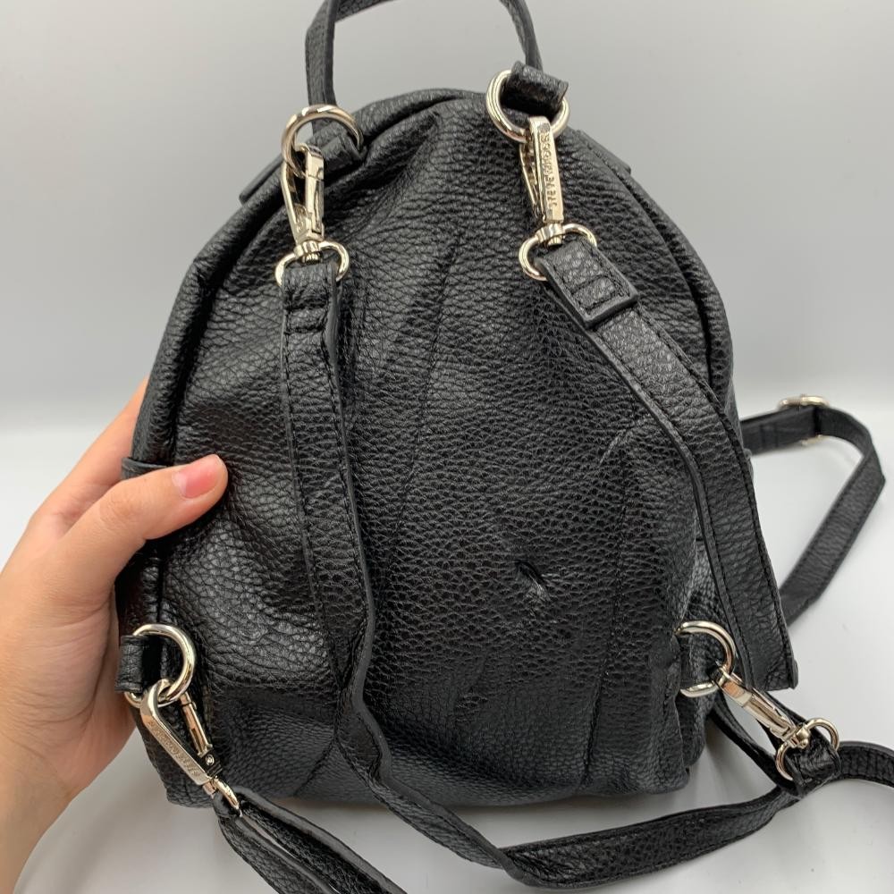 Steve Madden Jacki Convertible Women Black Leather Detachable Strap Backpack Bag