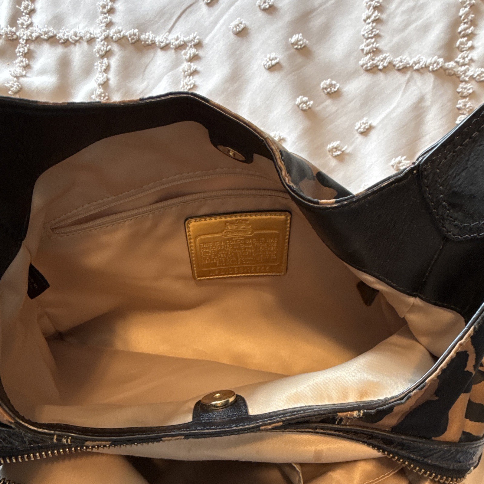 Coach Madison Phoebe Leopard Animal Print Satin Shoulder Bag
