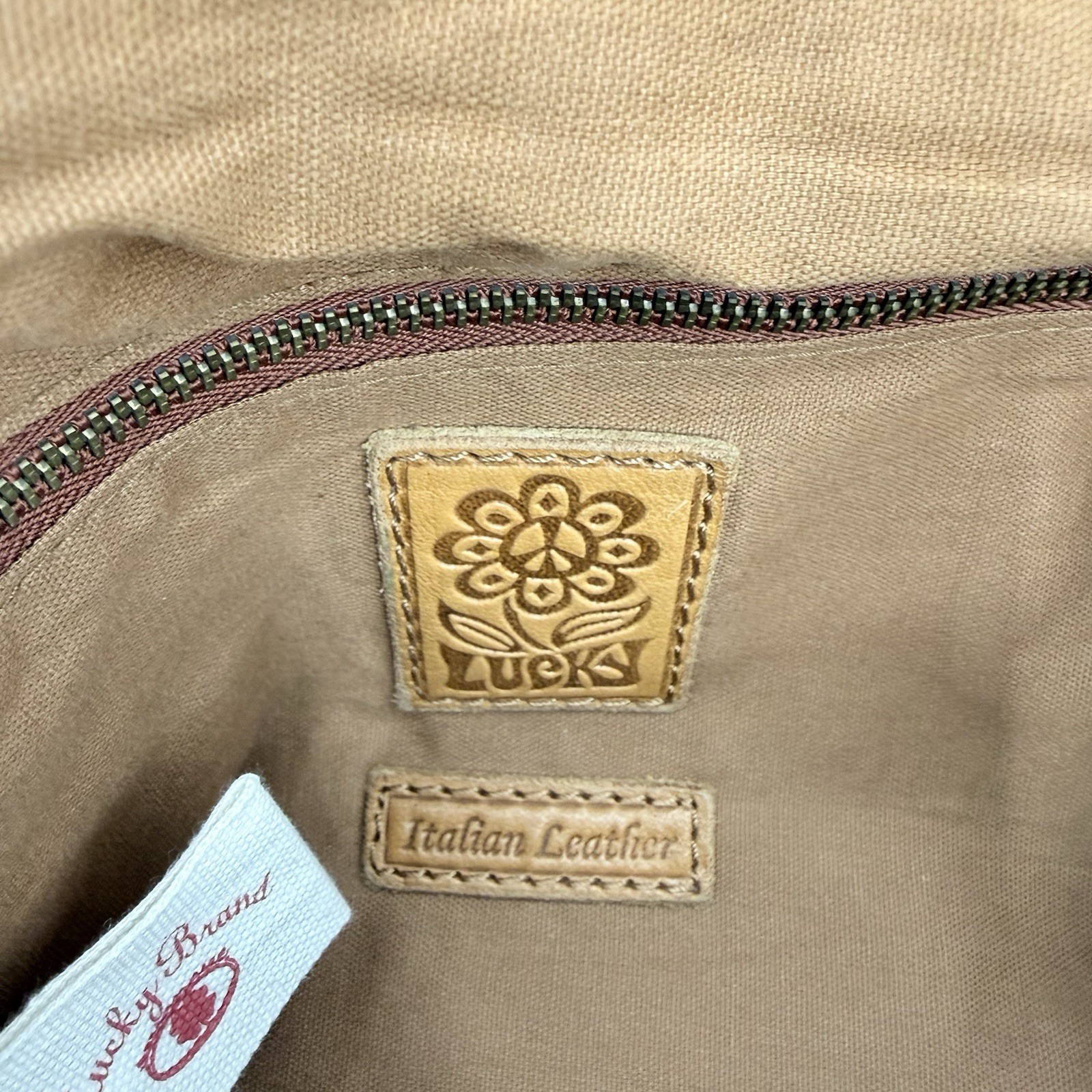 Lucky Brand Y2k Italian Lamb Leather Tan Crossbody Bag Boho Western Festival
