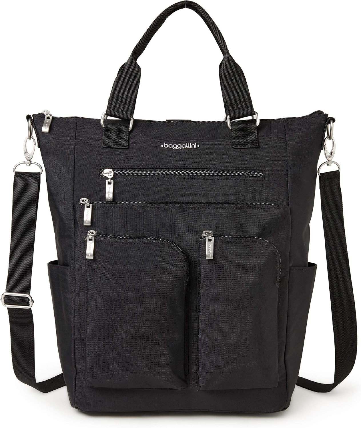 Baggallini All Set 3-in-1 Tote Backpack – RFID Secure, Convertible, Water-Repell