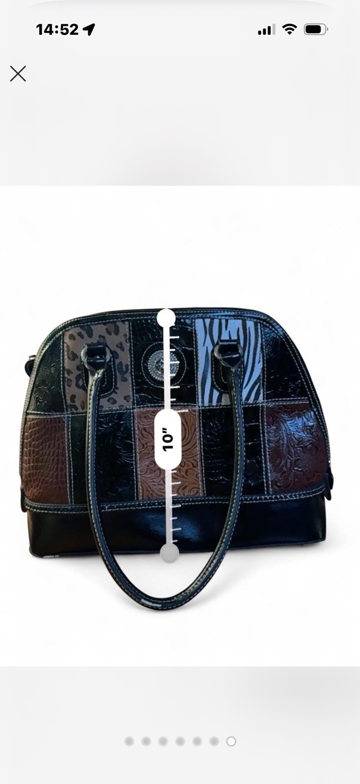 Patchwork Embossed Animal Print Western Satchel Top Handle Bag Black Brown Beige
