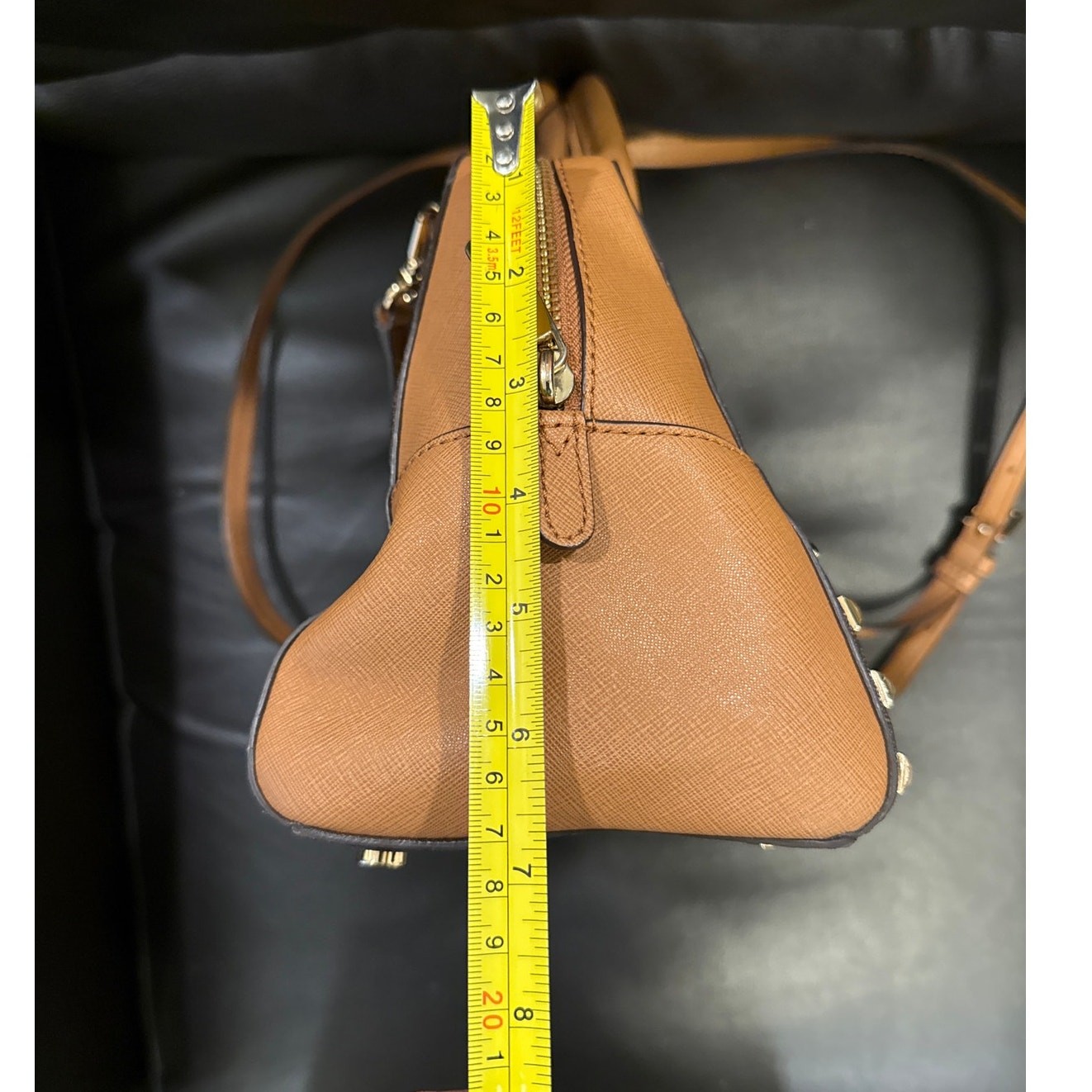 Michael Kors Sandrine Studded Small Satchel Crossbody Bag Brown MK Signature