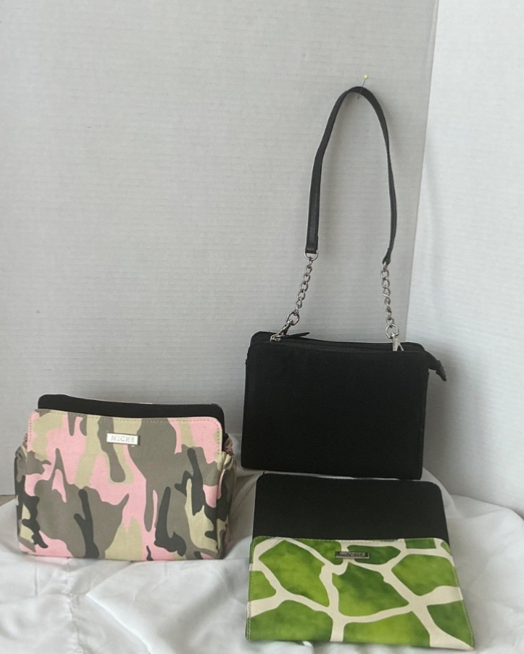 Miche Petite Base Bag Purse Strap Black Silver Chain Devyn (Retired) + Kennedy