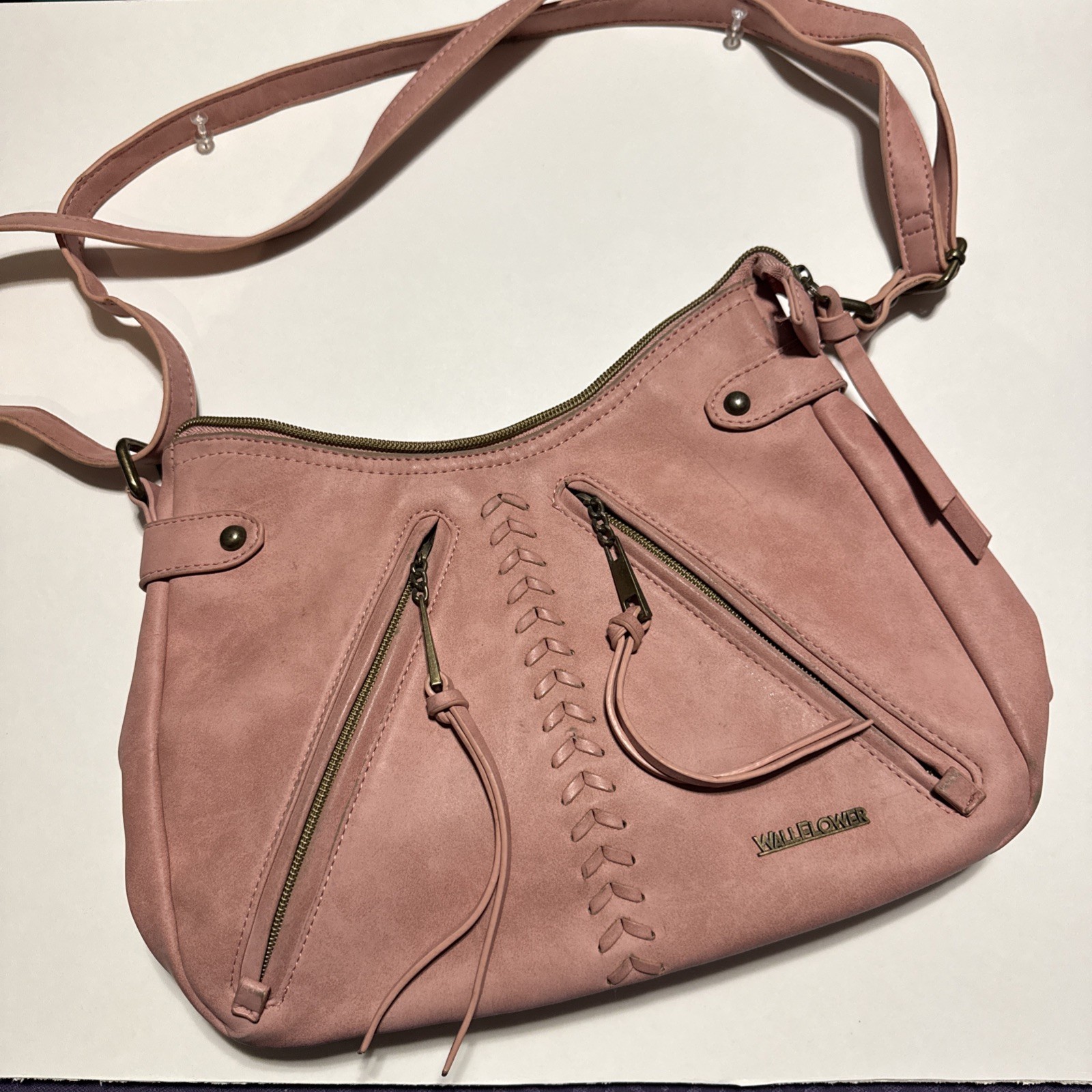 Wallflower Pink Faux Leather Purse Vinyl Body And Polyester Lining