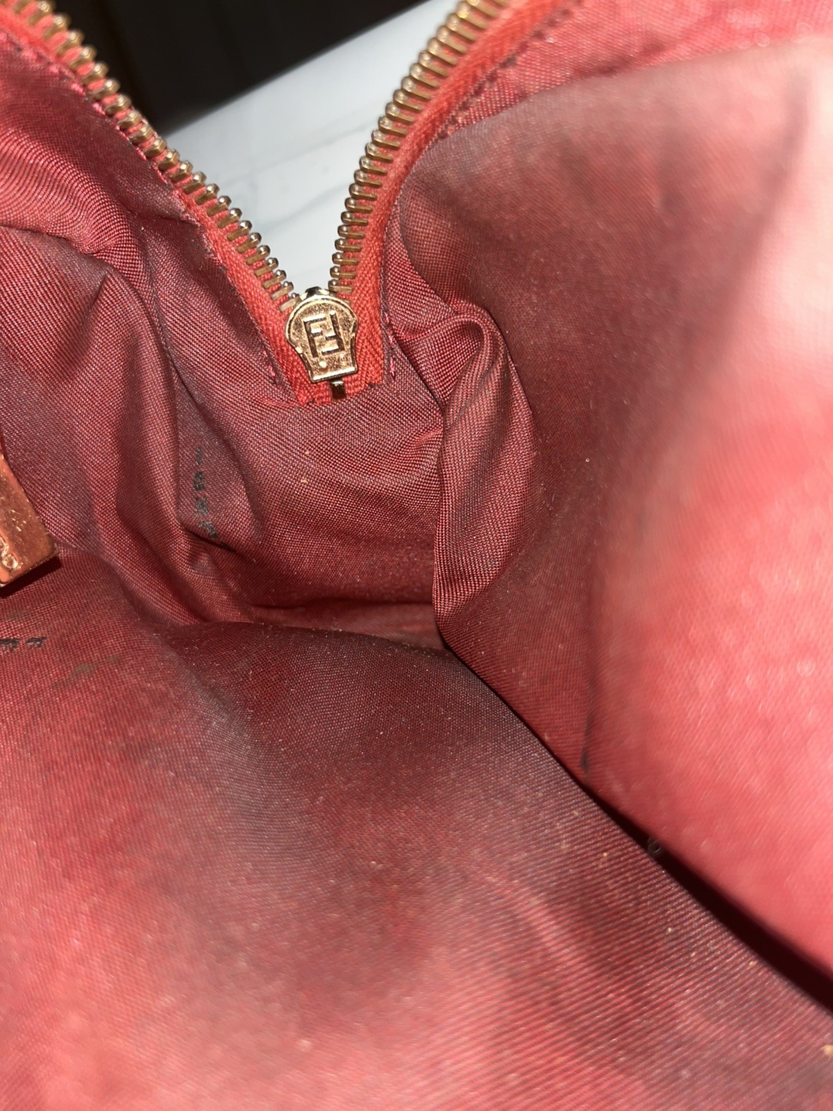 FENDI Burgundy Zucchino Canvas Shoulder Bag Purse Italy
