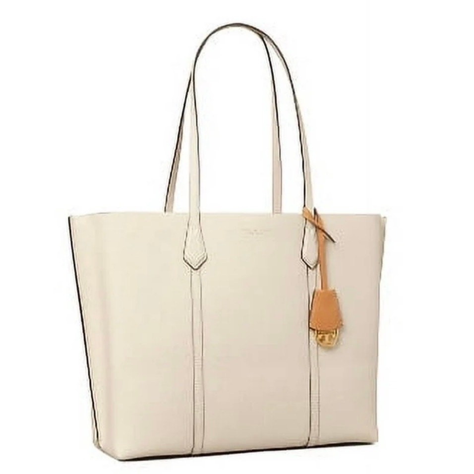 Tory Burch Perry Triple Compartment Tote Creme Tan Handbag Office Career