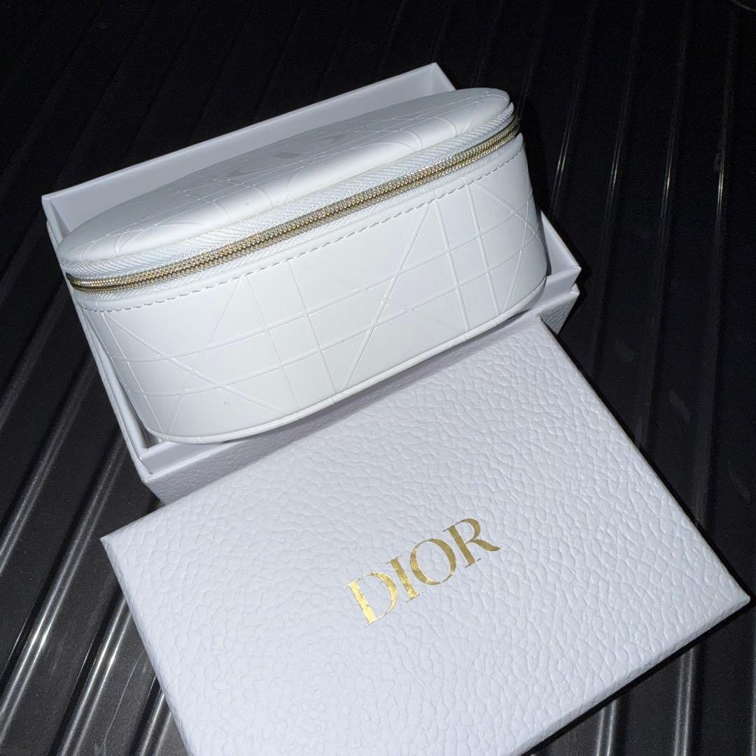 Dior Pouch Jewelry Box Brand New Platinum Gift White Cannage Japan
