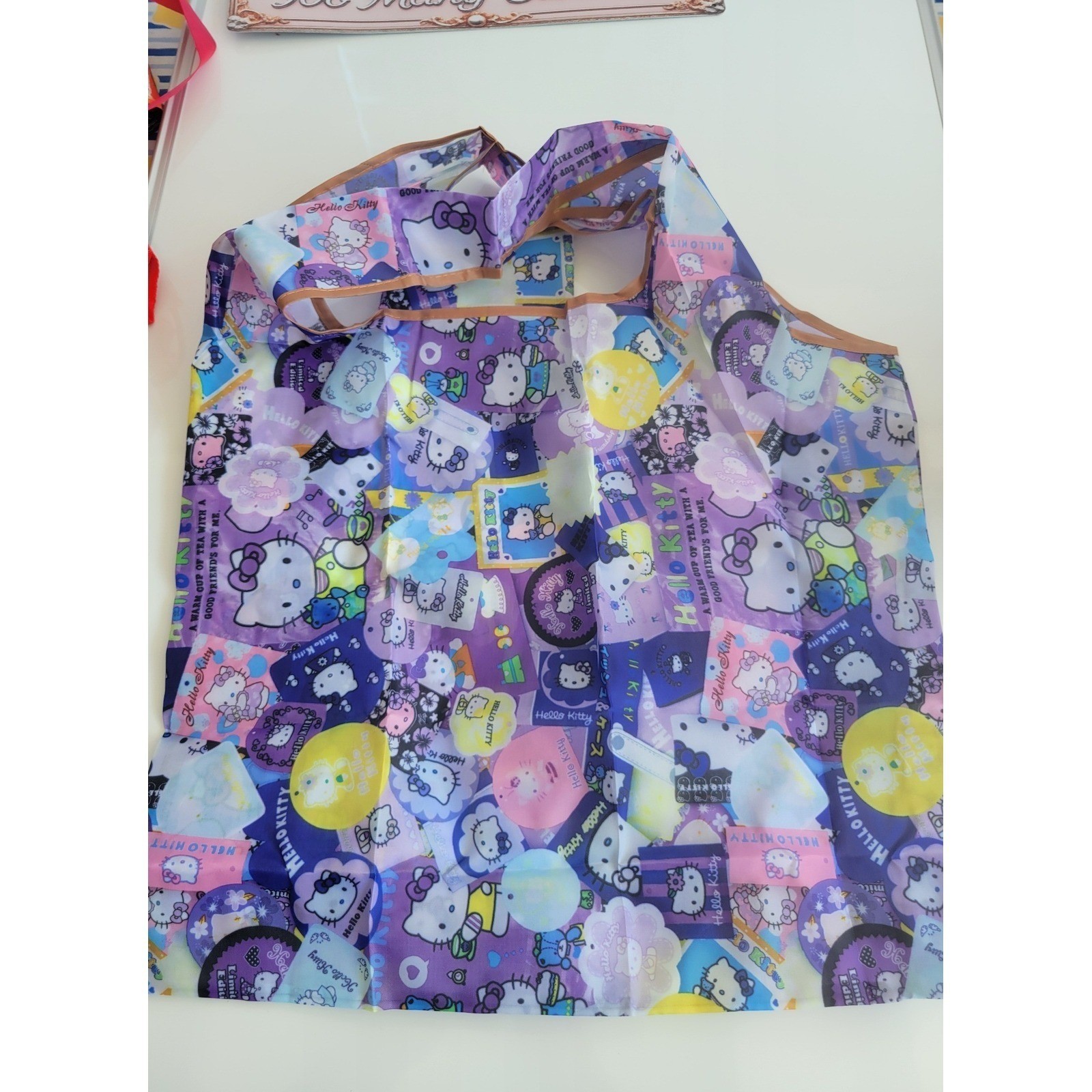 Sanrio Hello Kitty Reusable Shopping Bag Purple Collage Print Foldable Tote