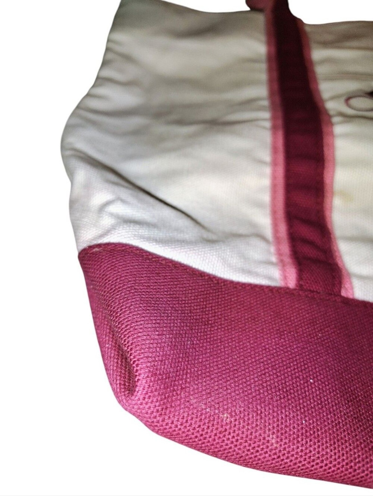 Aeropostale Cream Burgundy and Pink Canvas Tote with Script Logo 53