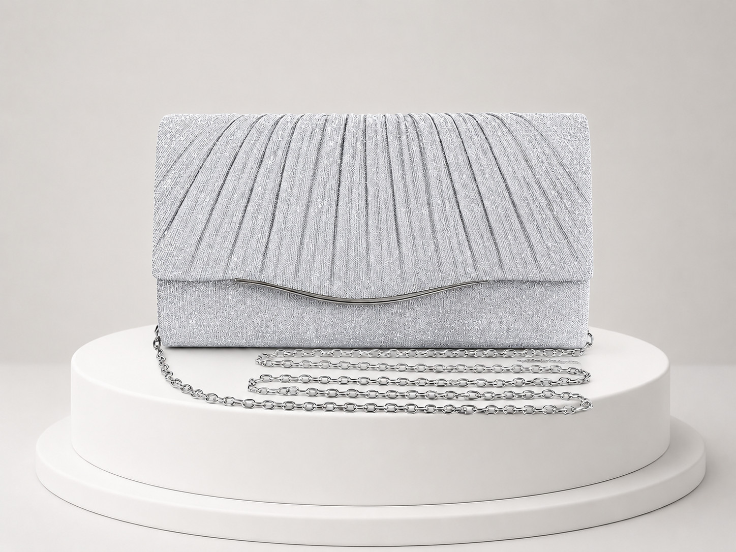Elegant Silver Clutch Purse – Sparkly Beaded Evening Bag, Crystal Wedding bag