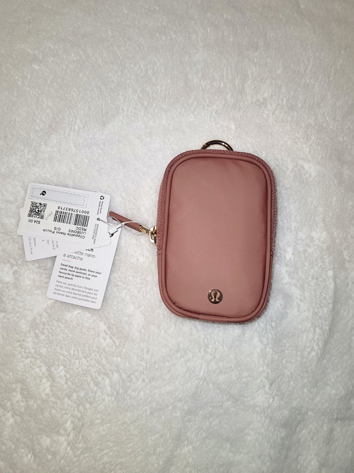 Lululemon Clippable Nano Pouch Rose Clay Rose Gold BNWT Rare