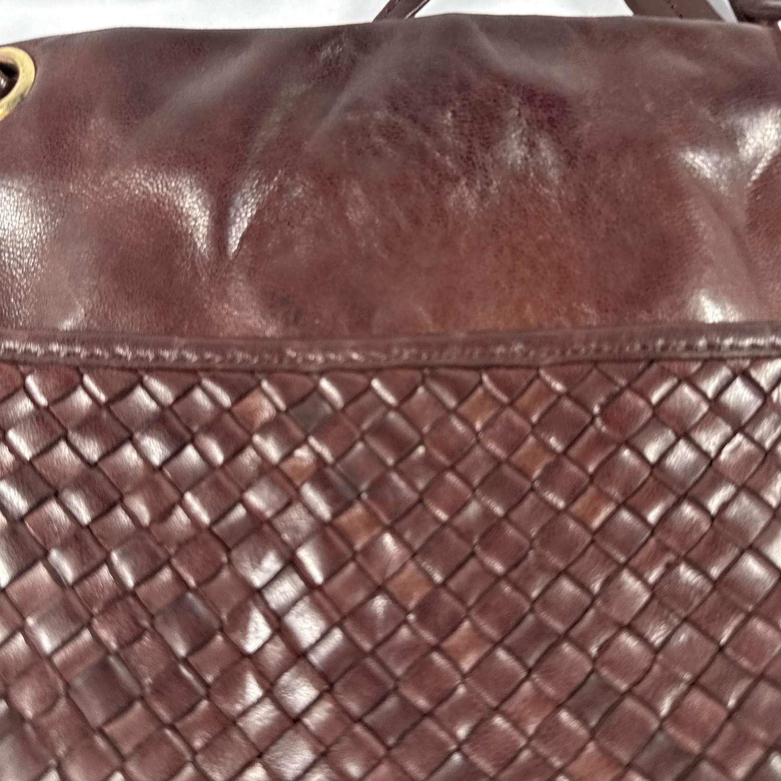 MARGOT Buttery Soft Leather Shoulder Bag Cross Body Brown Woven Purse