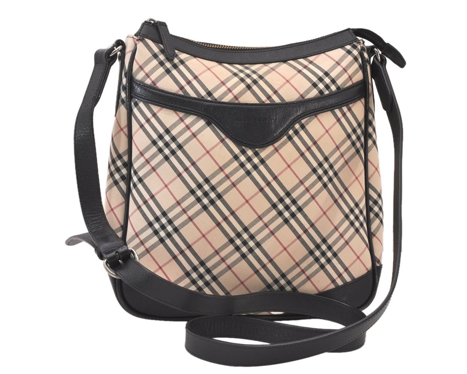 Authentic BURBERRY Nova Check Shoulder Cross Body Bag Canvas Leather Beige 611AA