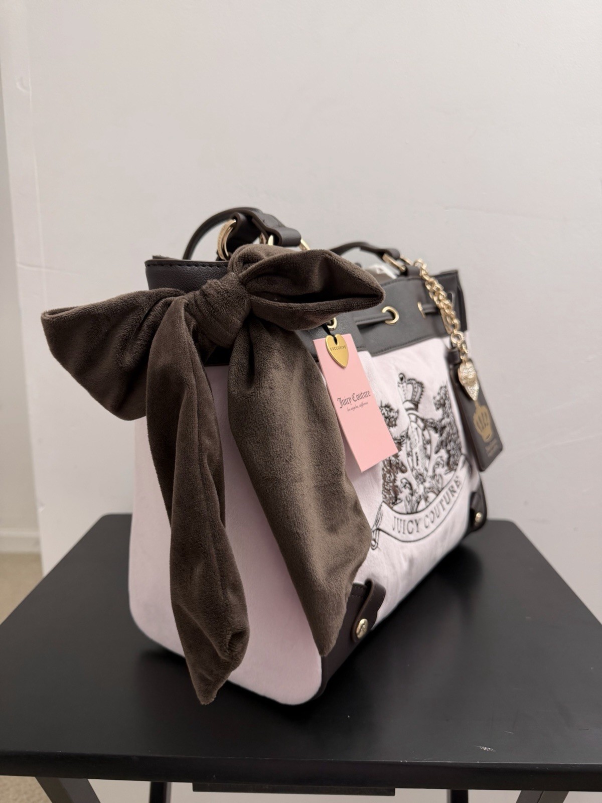 Juicy Couture Classic Scottie Dogs Daydreamer Tote Bag Chiffon Pink NWT