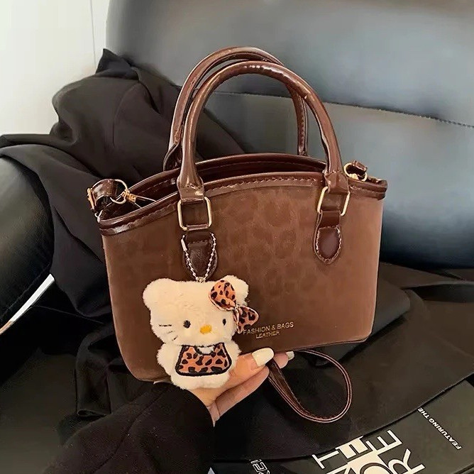Brown Monogram Small Satchel Top Handle Zip Detachable Strap Bear Charm Gold