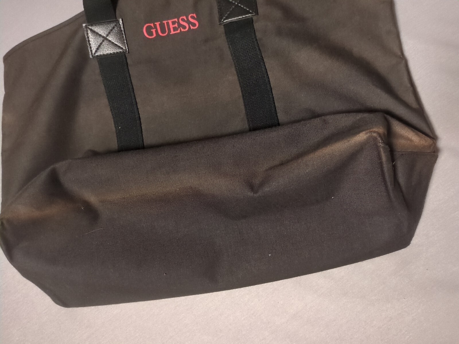 Vintage GUESS Designer Large Black Shopping Tote Handbag Bag 22.25″