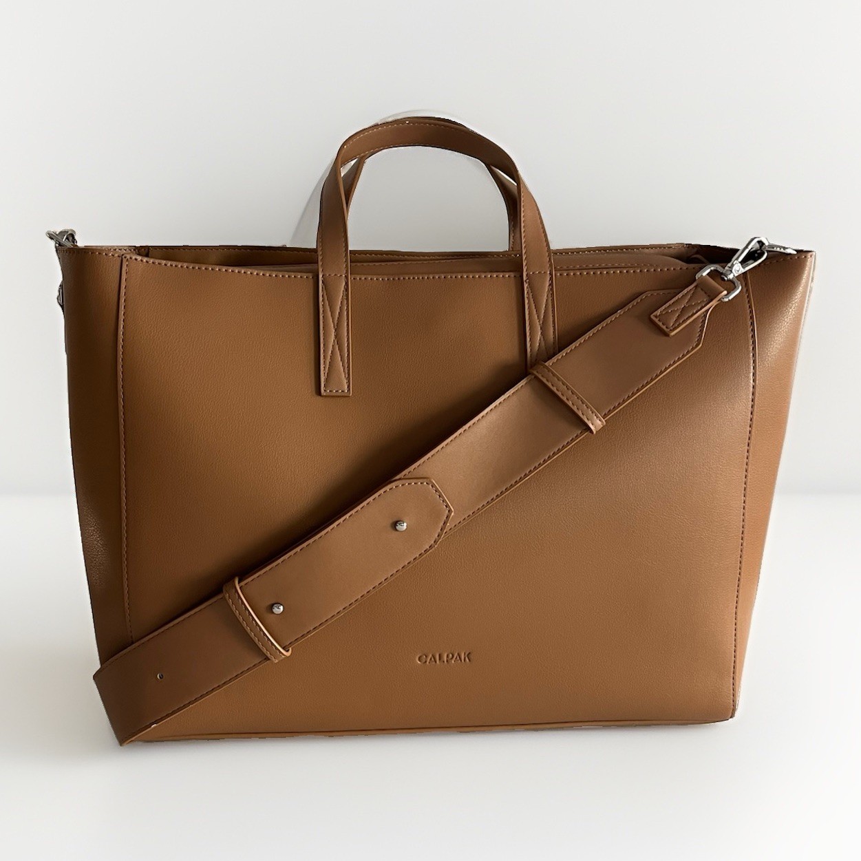 CALPAK Haven 16” Laptop Computer Tote Shoulder Bag – Toffee Beige Tan NWOT $198