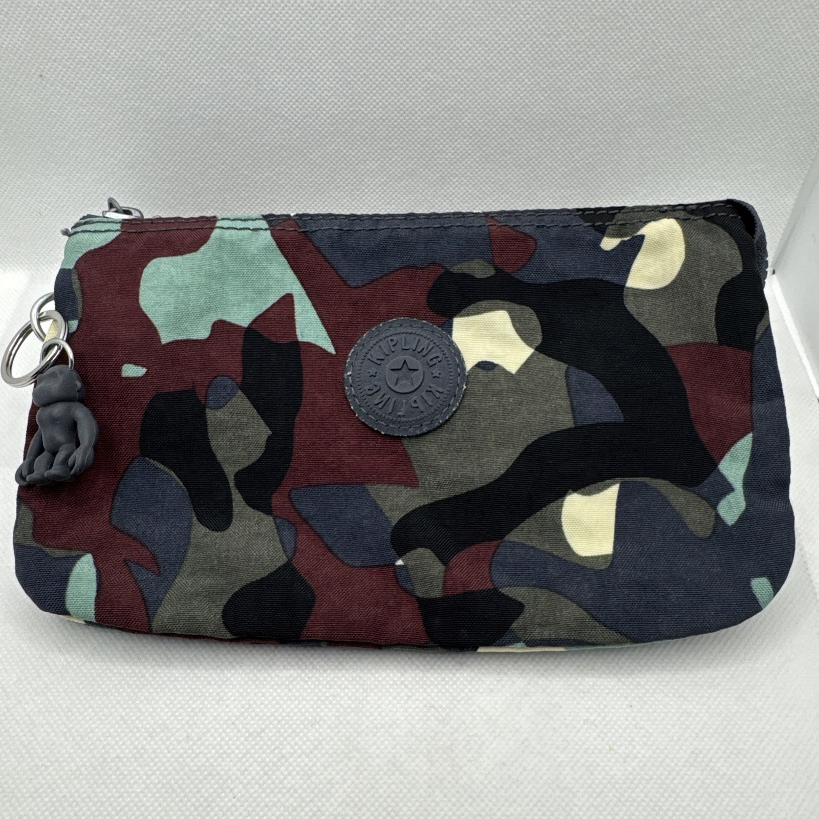 Kipling LiveLight Creativity Camo 3 Section Pouch Black Grey Burgundy Teal Cream