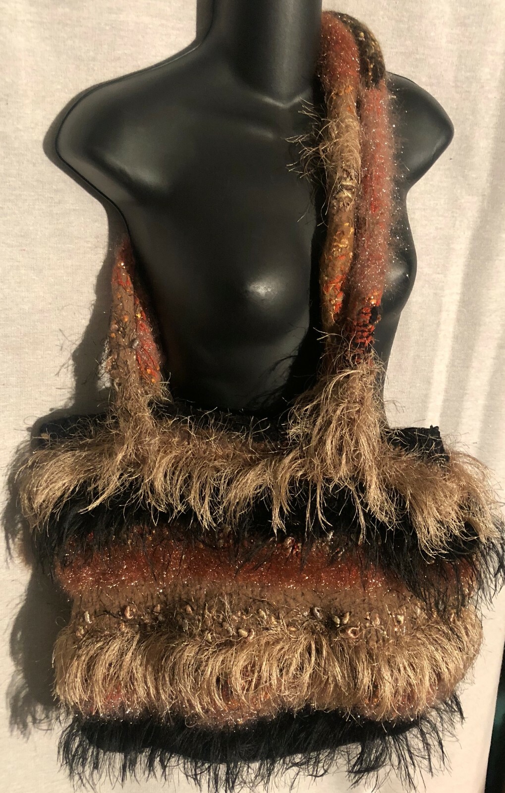 Unbranded Handmade Black, Gold & Multi Colored Funky Zipper Top Tote