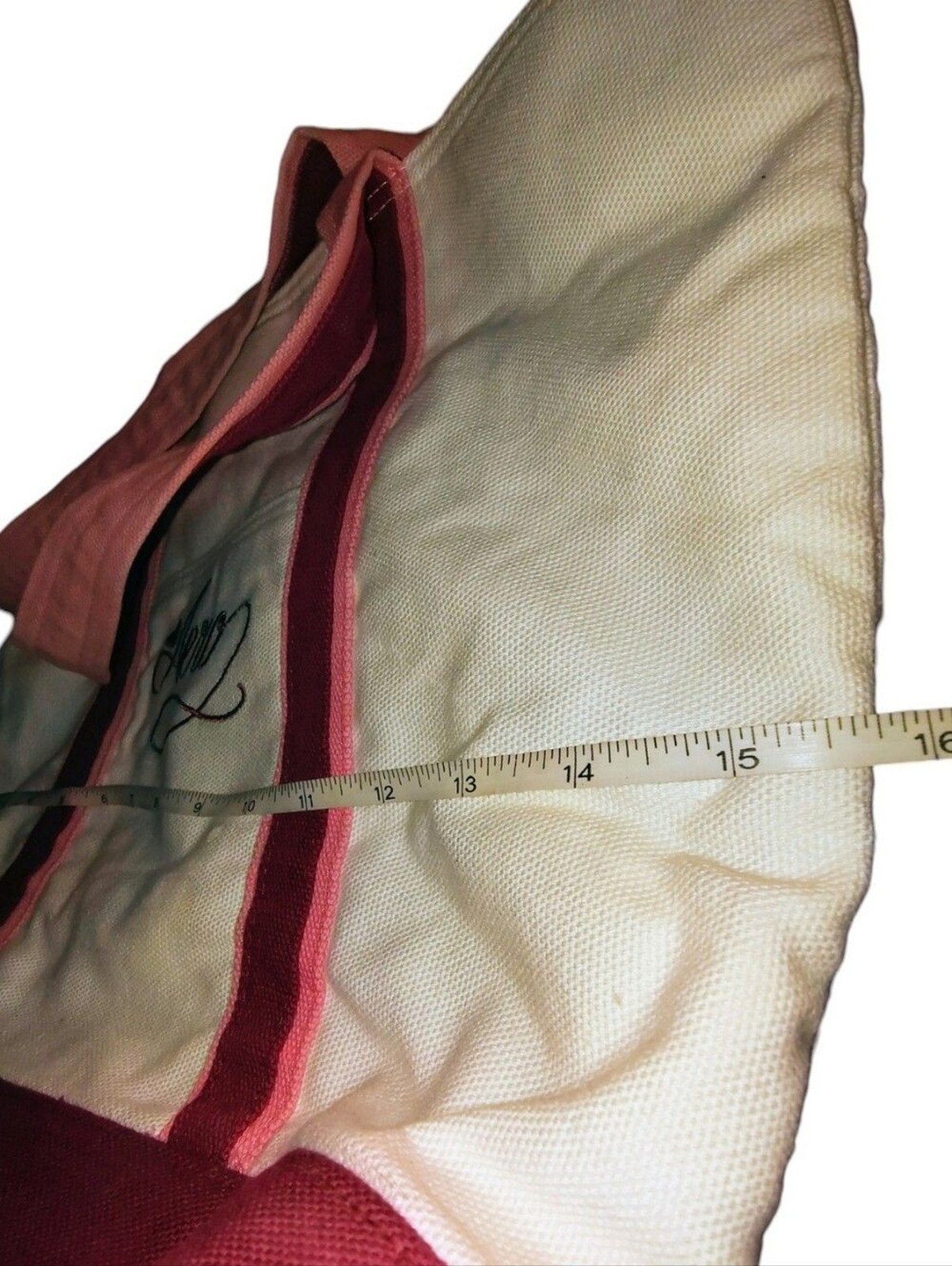Aeropostale Cream Burgundy and Pink Canvas Tote with Script Logo 53