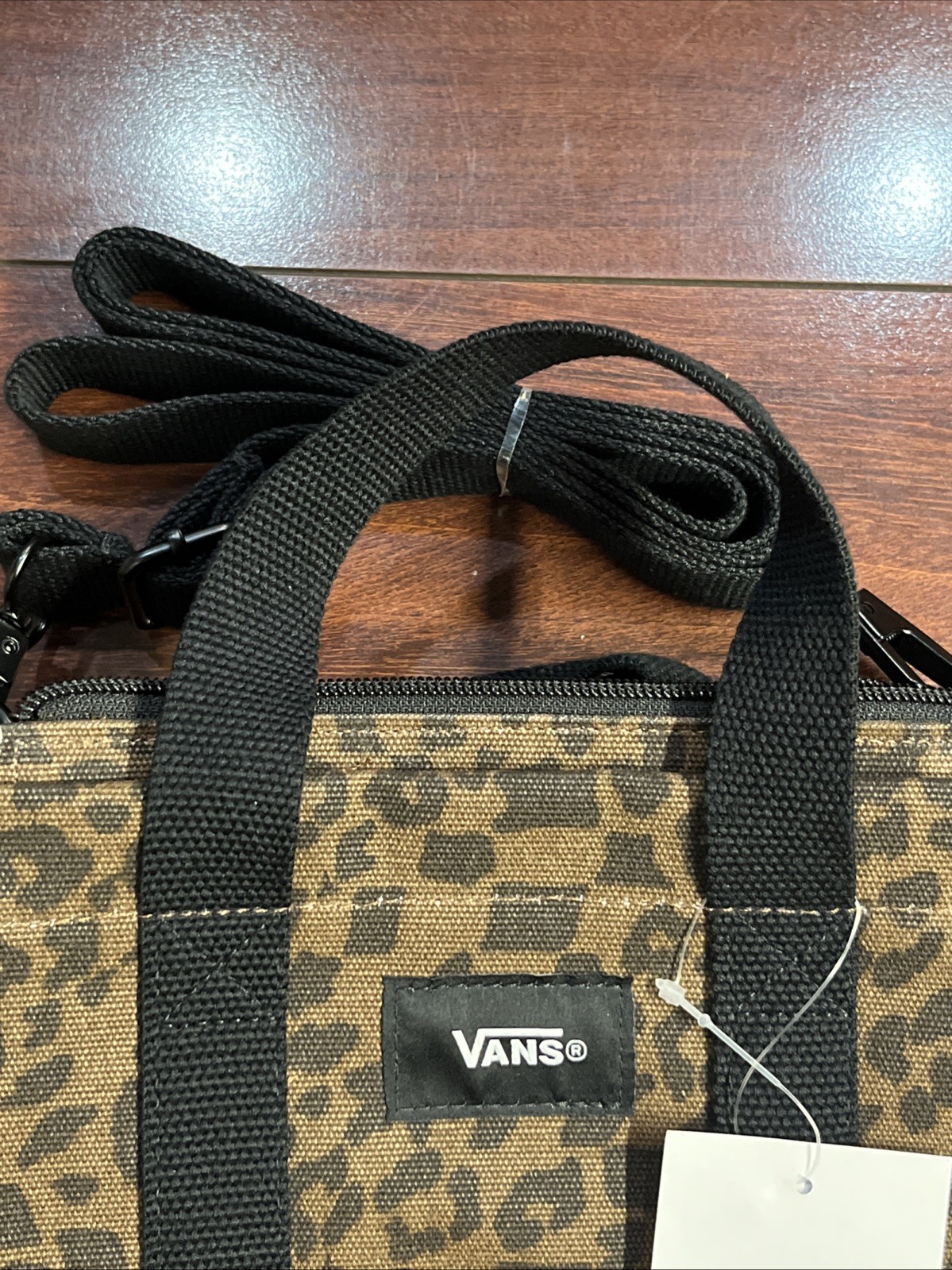 Vans Lil Pergs Tote Bag Small Crossbody Canvas Brown Dachshund Print 8x7x3 New