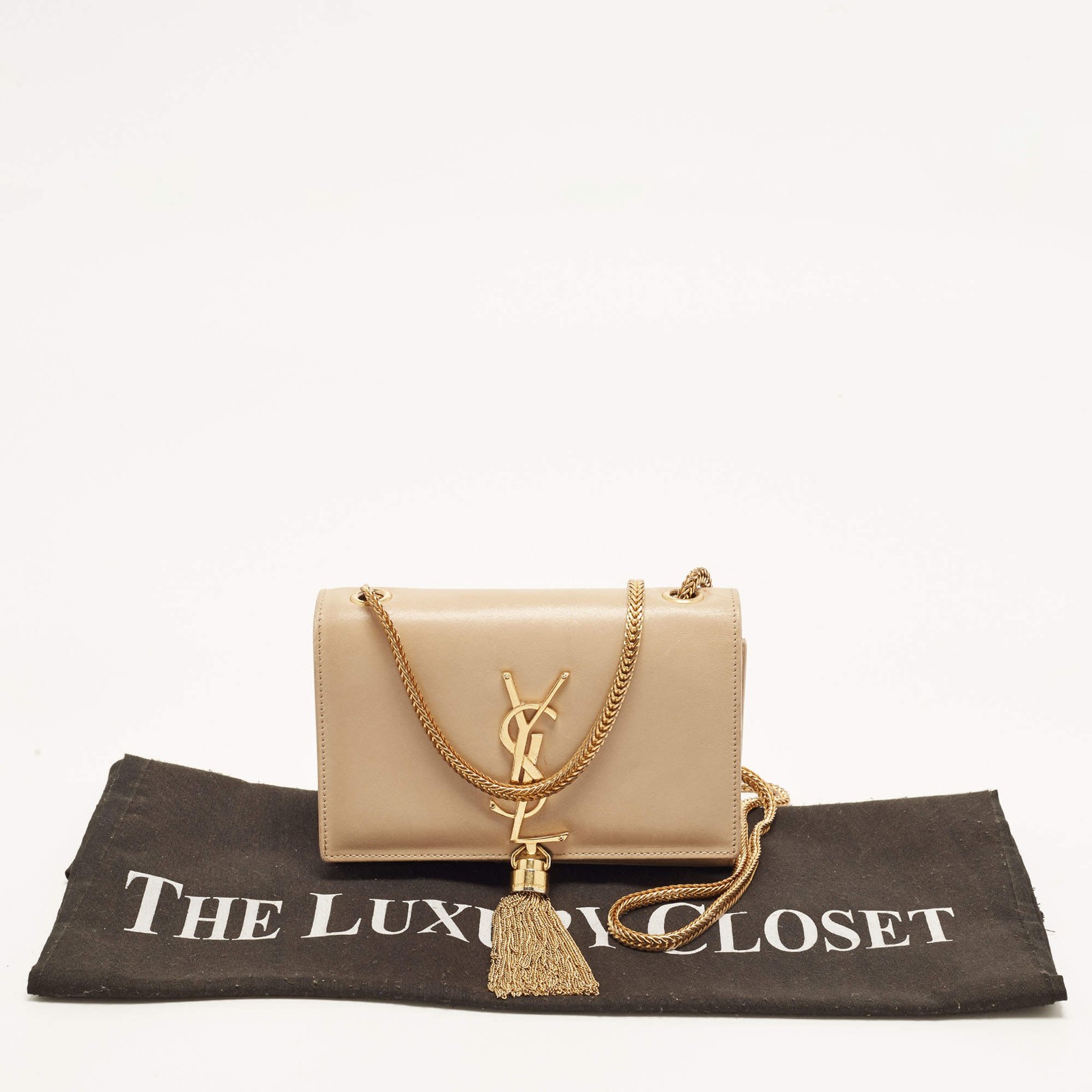 Yves Saint Laurent Kate Tassel Small Beige Leather Shoulder Bag