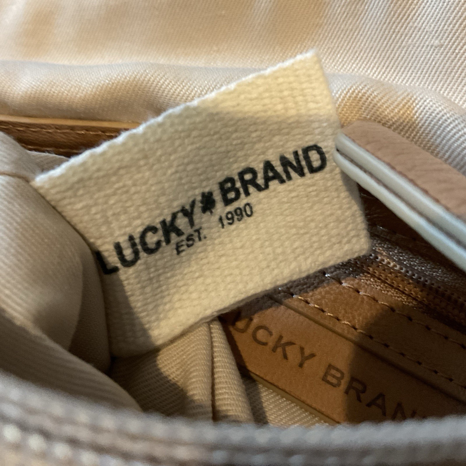 Lucky Brand Genuine Leather Backpack Purse Bag Camel Brown EUC