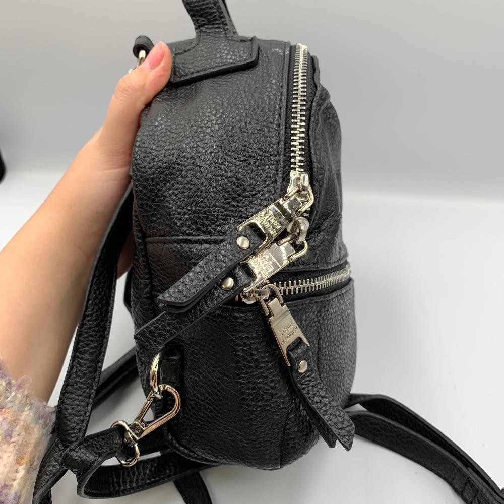 Steve Madden Jacki Convertible Women Black Leather Detachable Strap Backpack Bag
