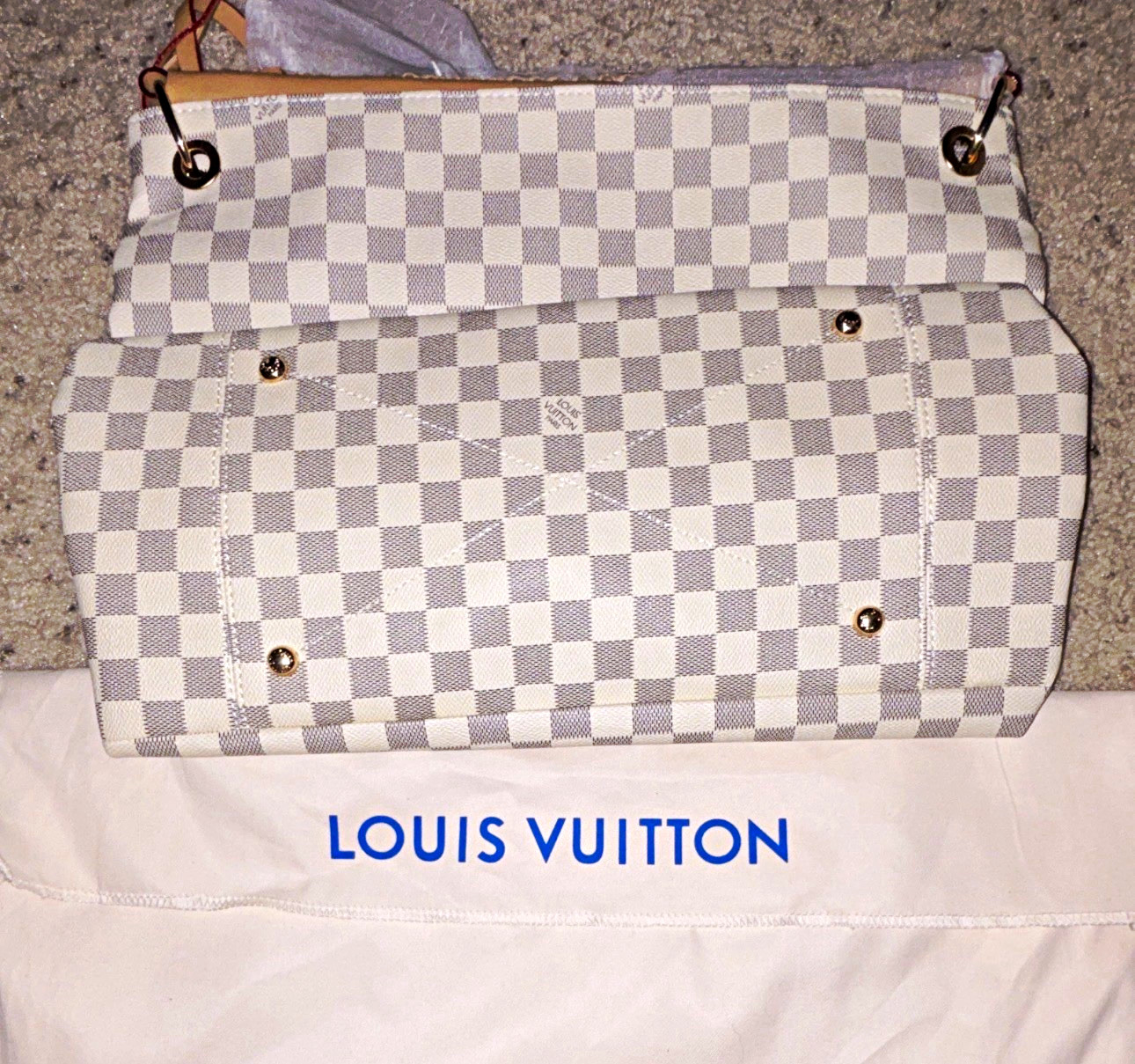 LV Damier Azur Shoulder Bag White/Gray w/ Original Dust Bag