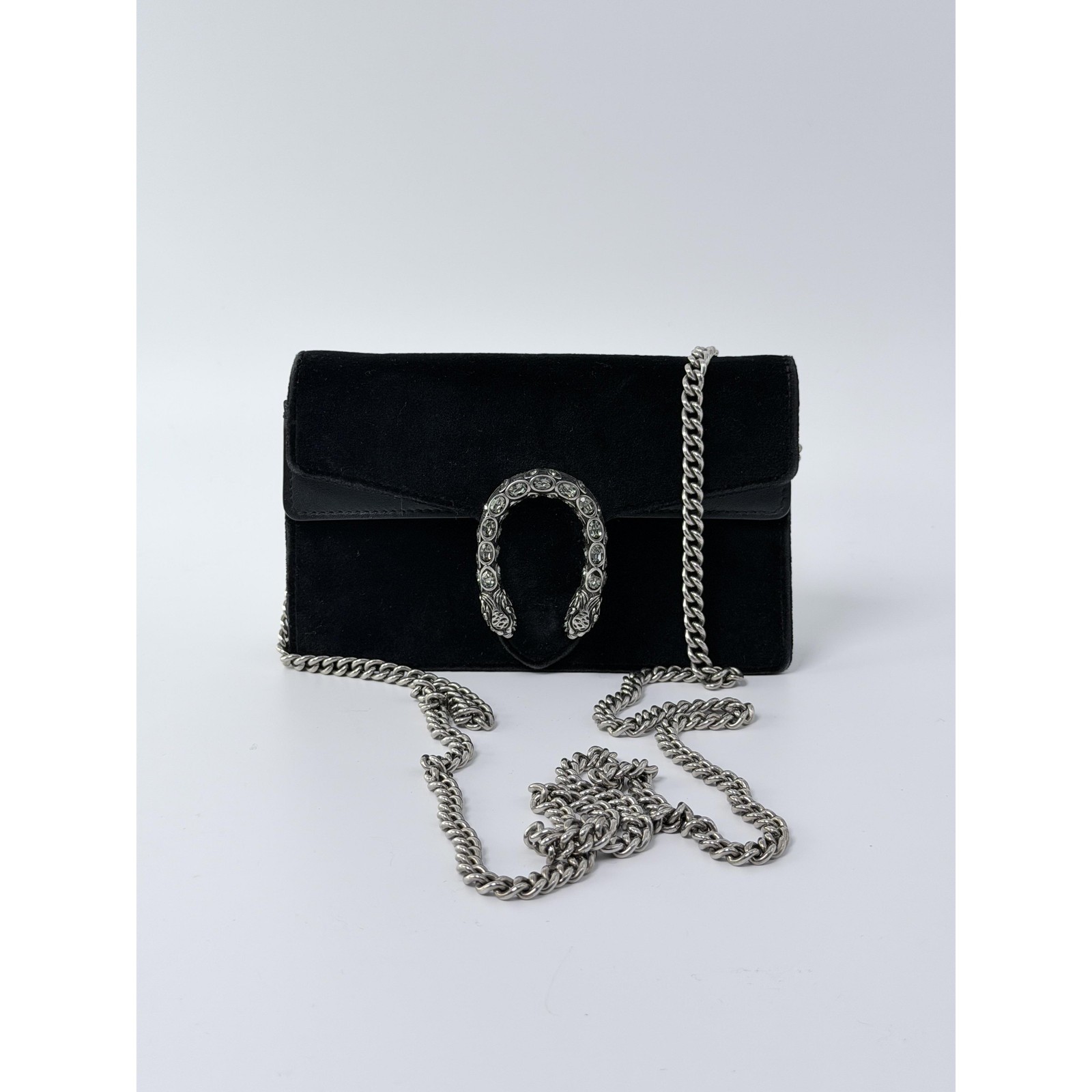 Gucci Dionysus Suede Super Mini Shoulder Bag Black Crossbody Handbag JD189GG