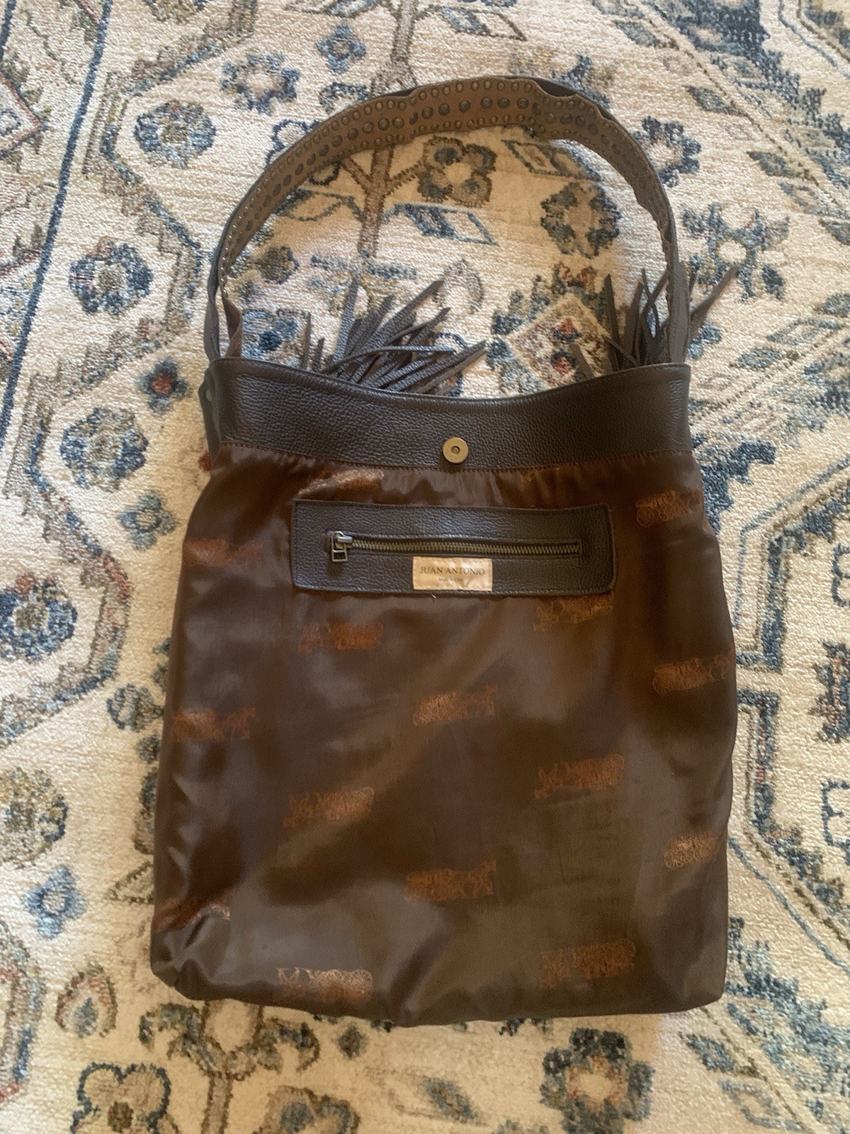 Juan Antonio fringe studded strap distressed bag please read description