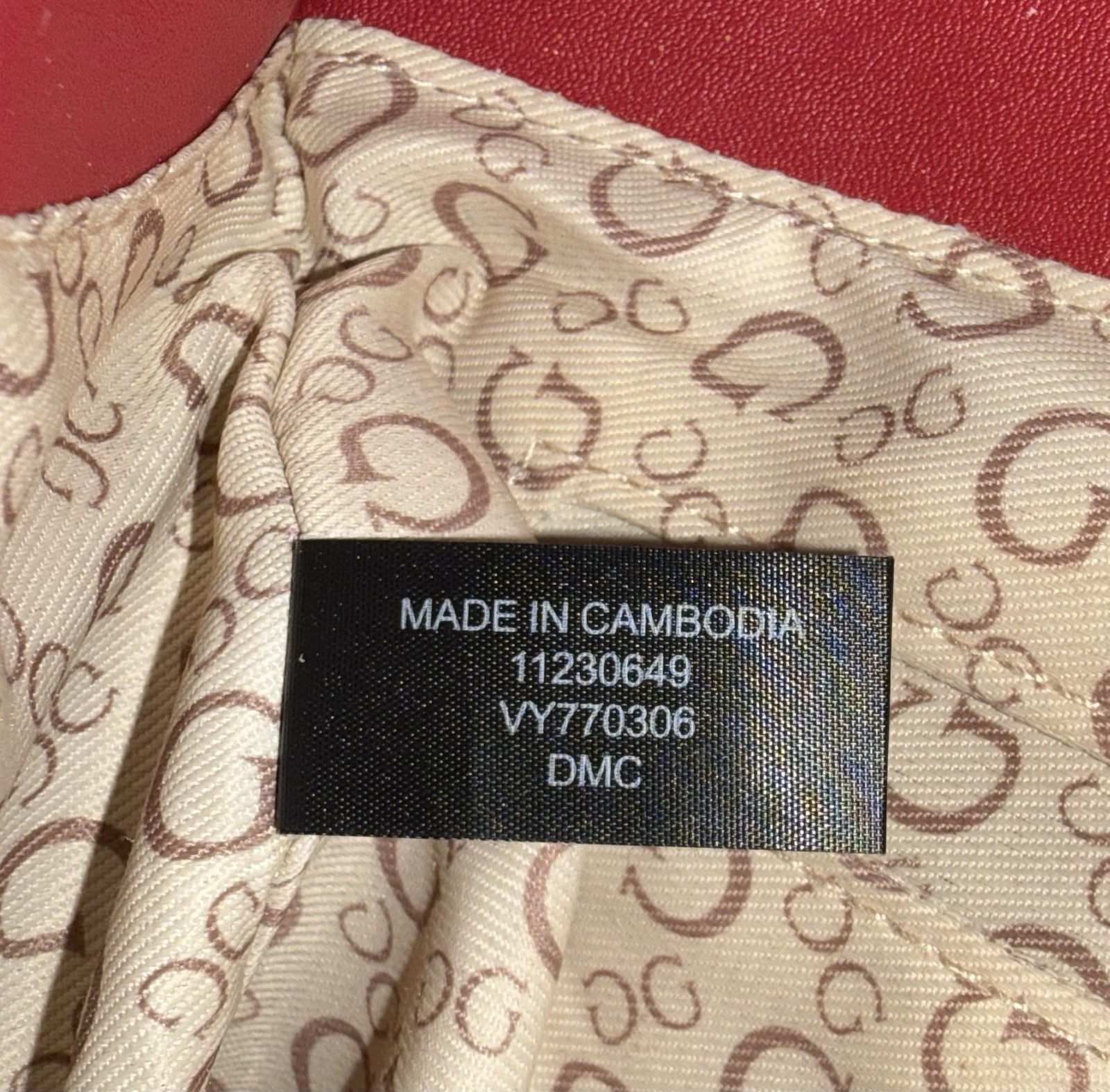 Guess Kravitz Satchel Crossbody Bag Red Faux Leather Top Handle Lock Charm Purse