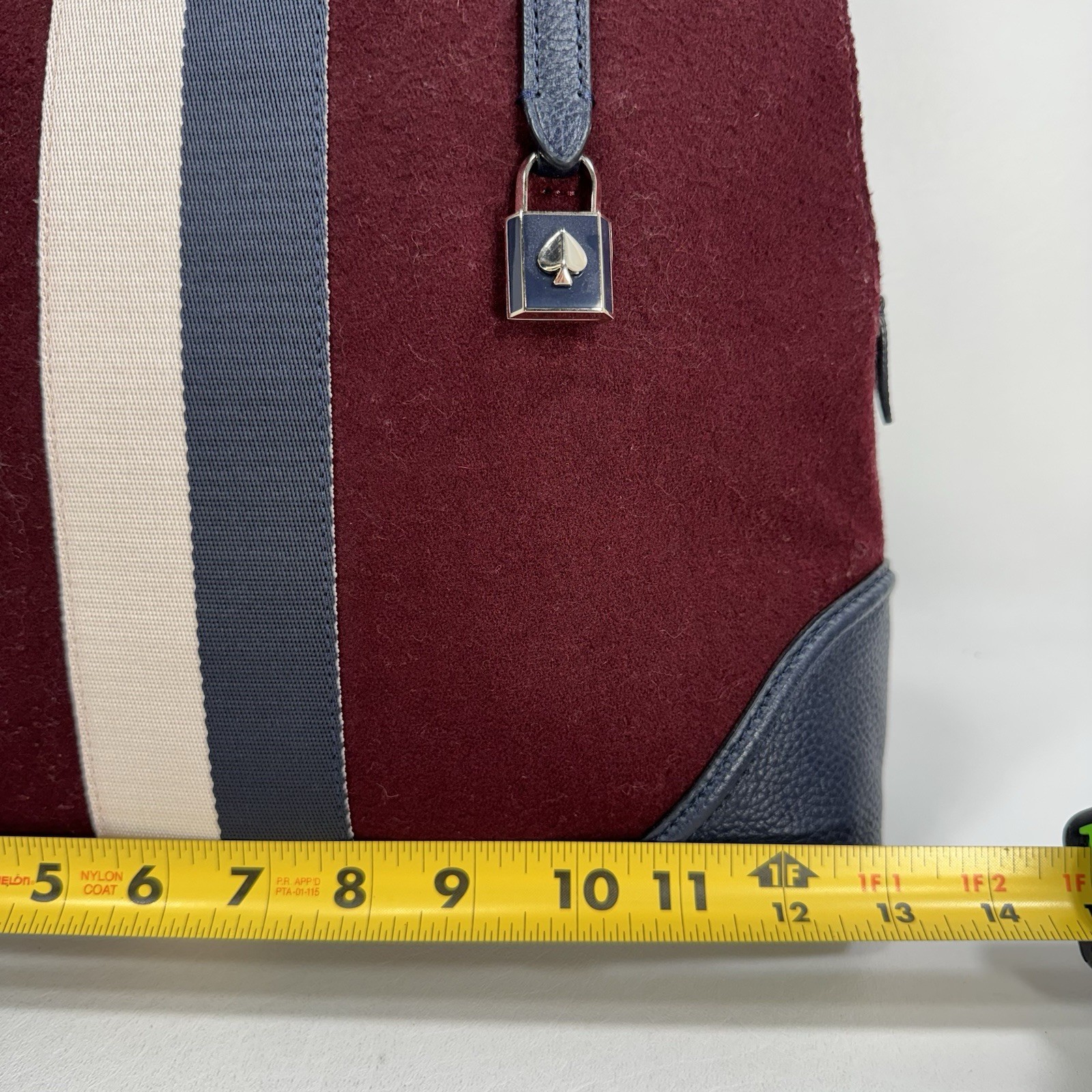 Kate Spade New York Burgundy Navy Cream Carolyn Felt Large Designer Shoulder Bag