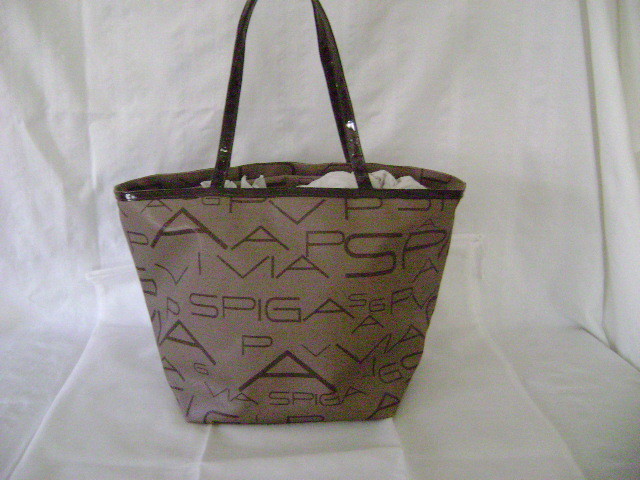 New VIA SPIGA Sport Tote Bag-brown/tan signature coated fabric ext-all weather-