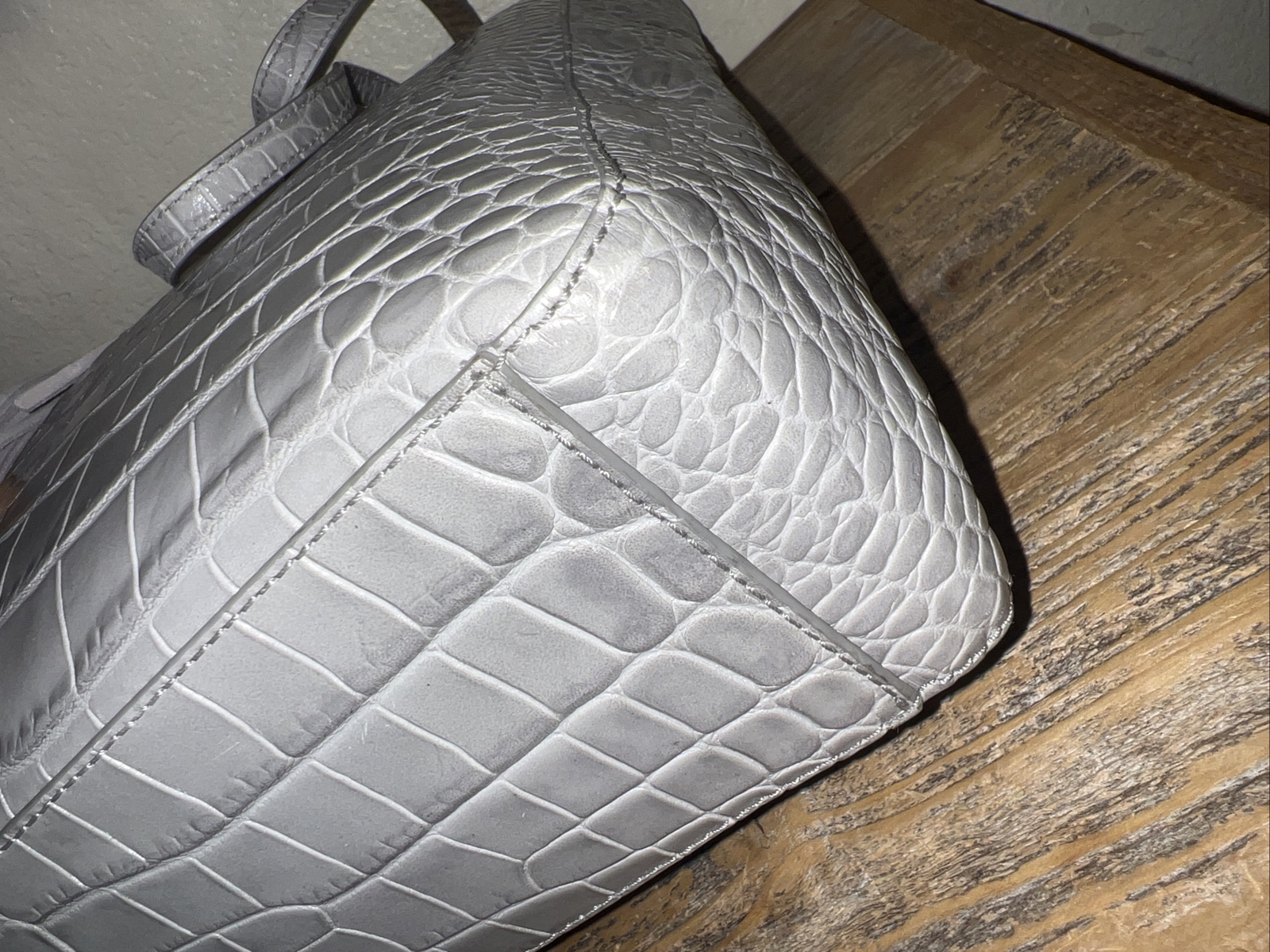 Elizabeth And James Dove Gray Croc Stamped Magazine Tote Shoulder Bag $495