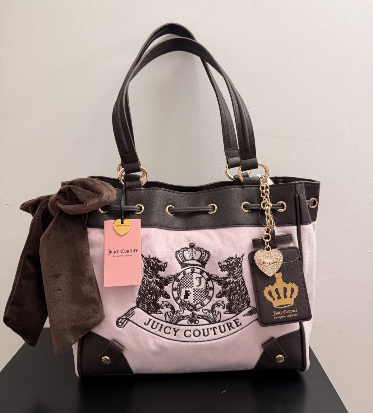 Juicy Couture Classic Scottie Dogs Daydreamer Tote Bag Chiffon Pink NWT
