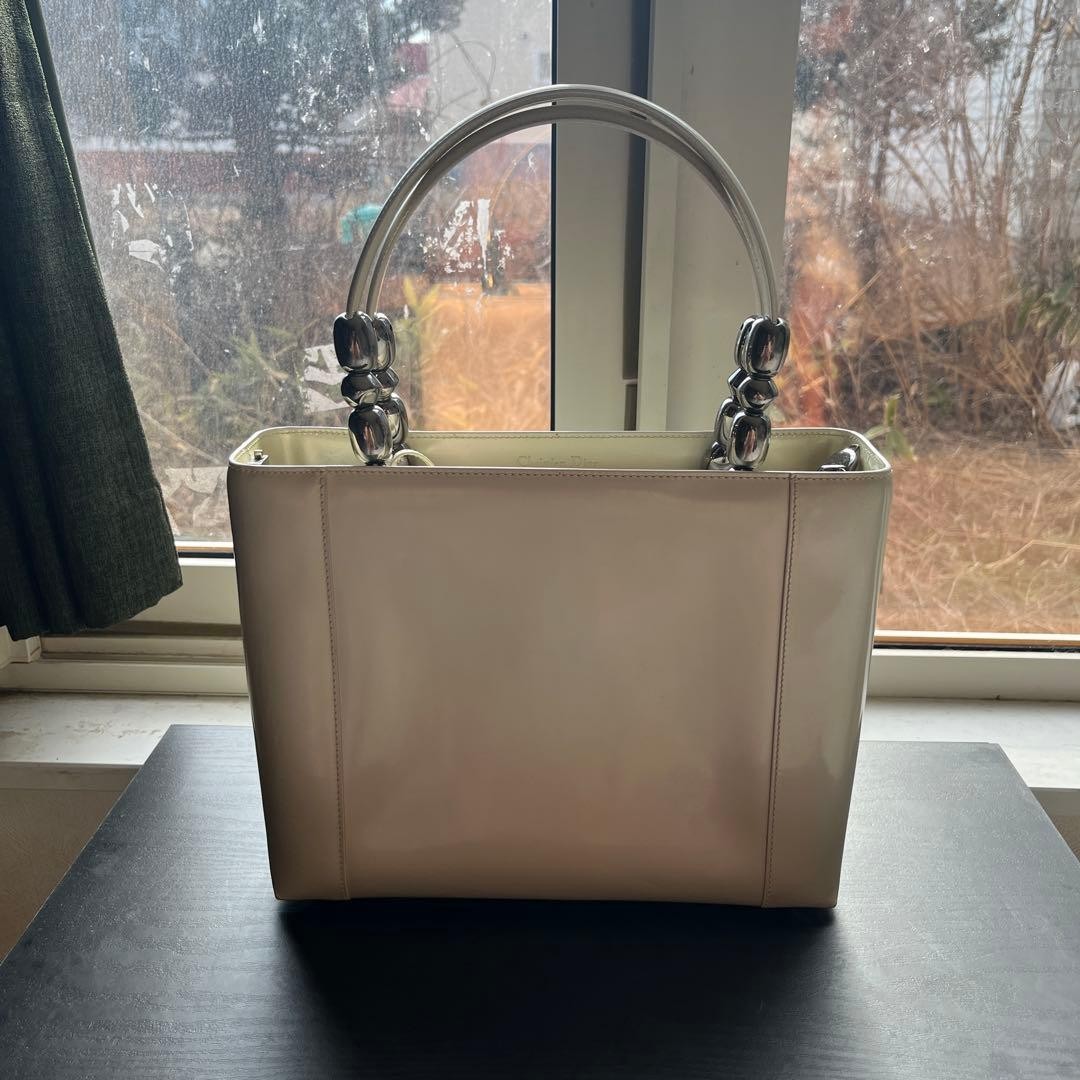 Christian Dior Maris Pearl Hand bag White 17cm×21cm With shoulder strap Used JPN