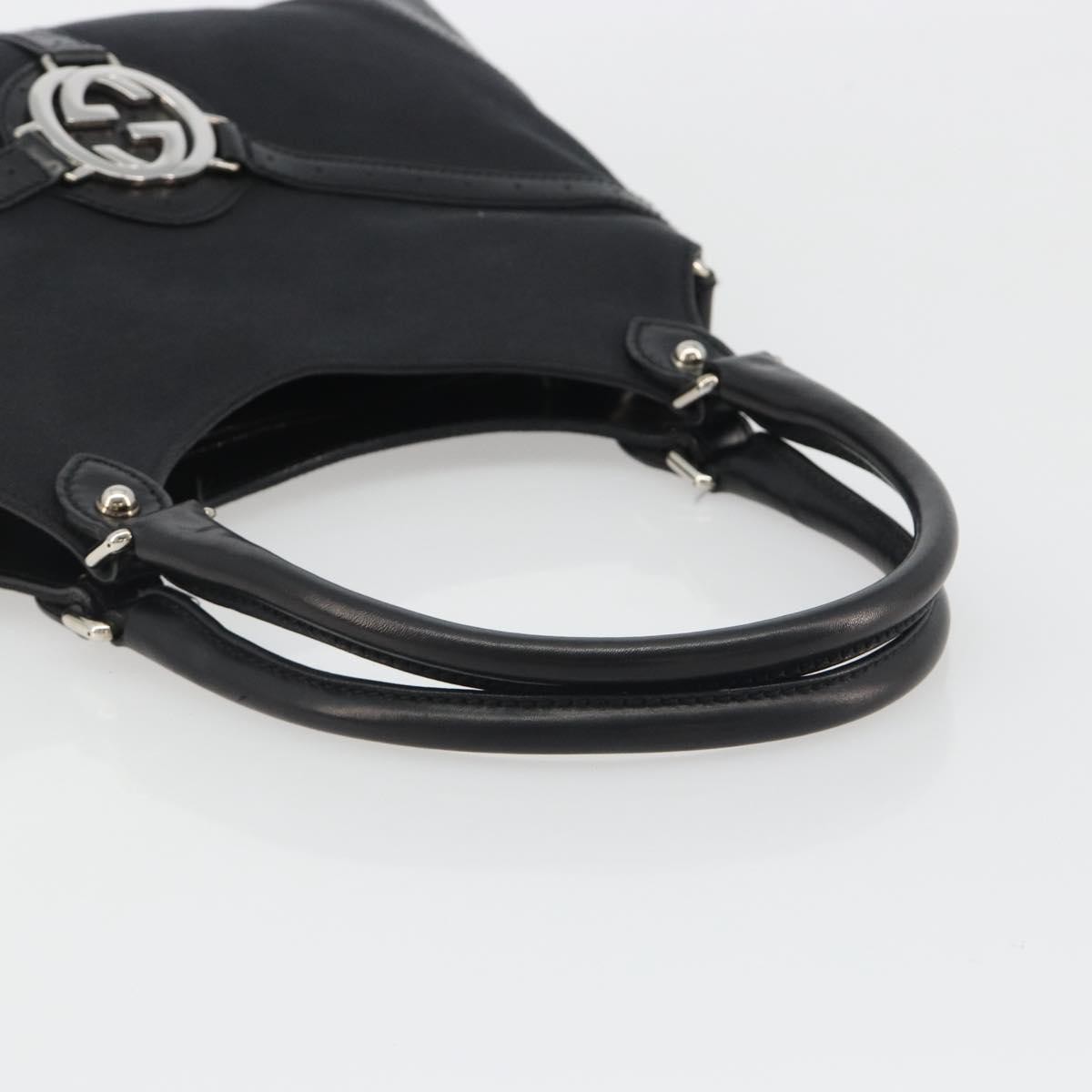 GUCCI Interlocking G Hand Bag Canvas Black Silver 114875 Auth 192188V