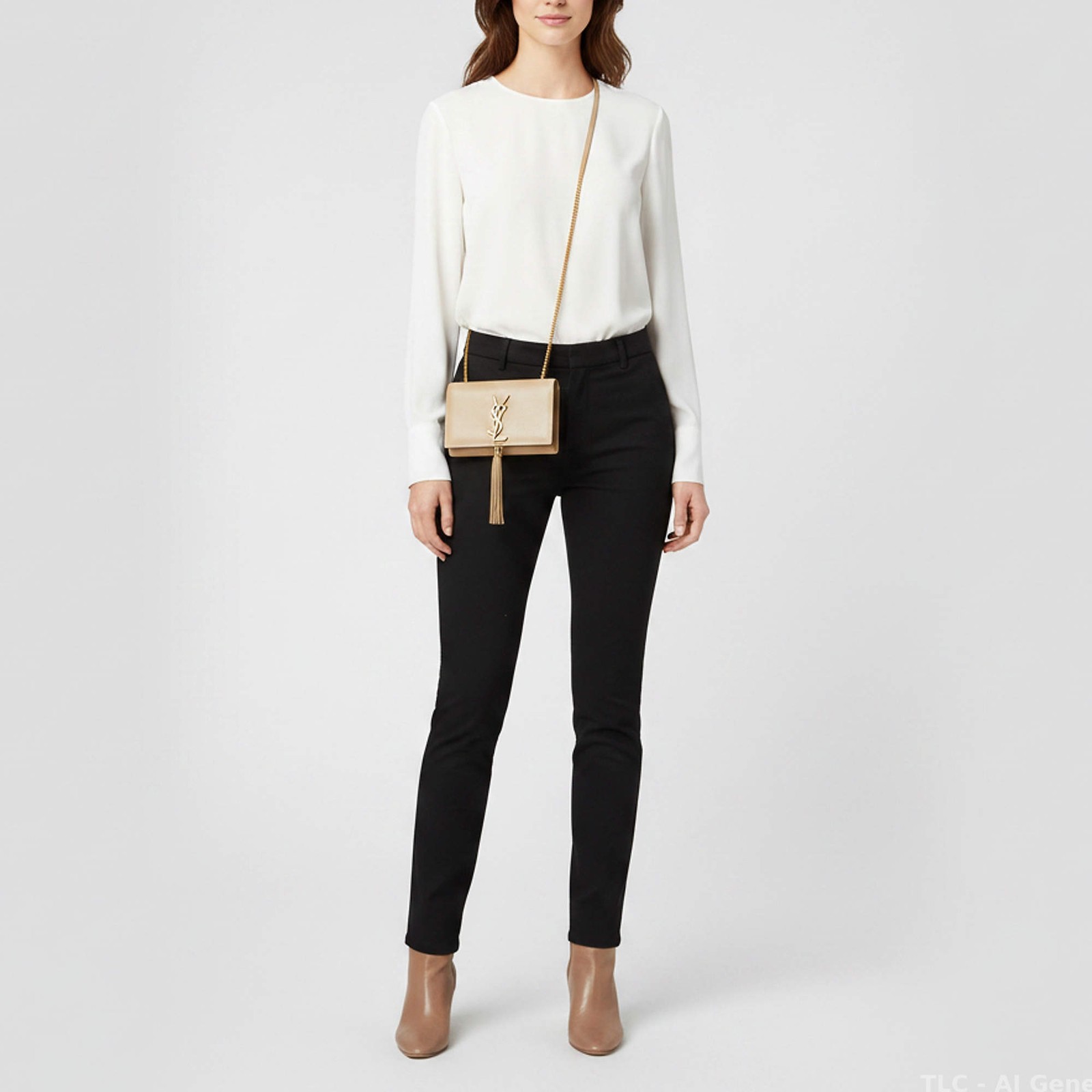 Yves Saint Laurent Kate Tassel Small Beige Leather Shoulder Bag