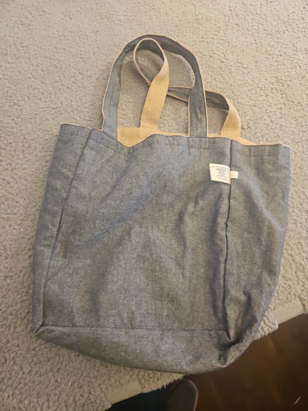 FEED 8 Target Bag Reversible Burlap Tote bag COLOR STONE 13 x 12 in