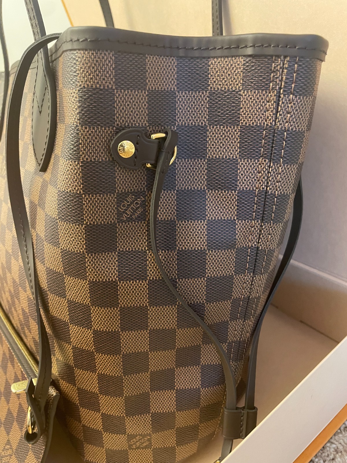 Authentic Louis Vuitton Neverfull Tote MM Damier Ebene Brown Canvas