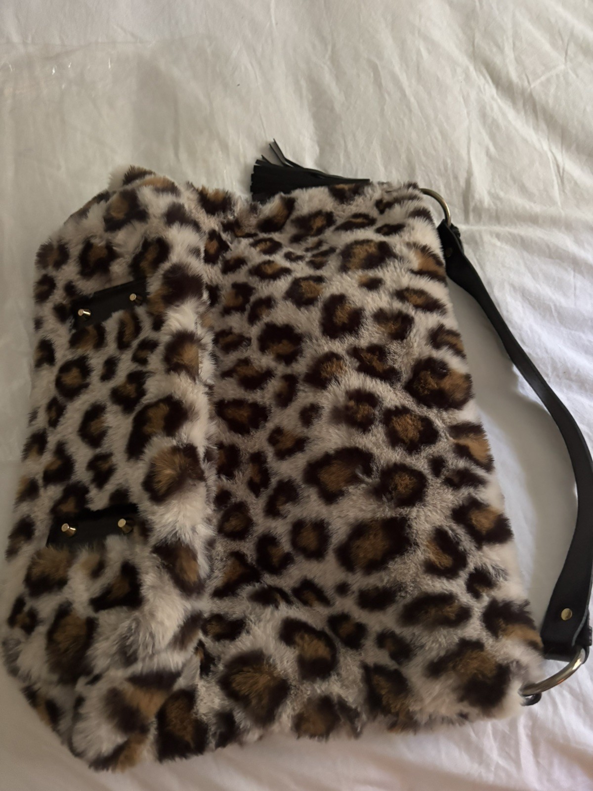 Glenda Gies Emma fur leopard handbag-Selling for $160-Retail $378