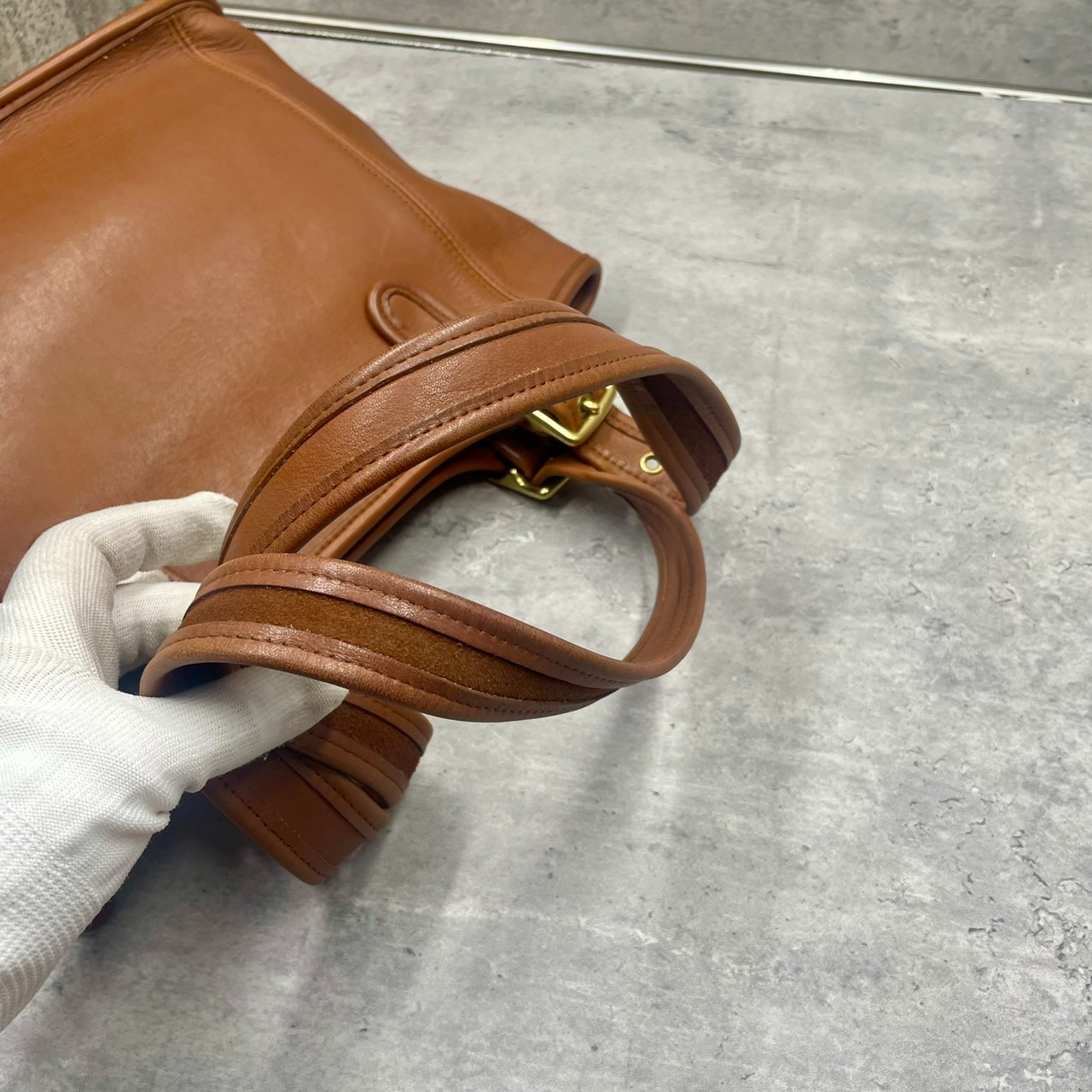 COACH 9086 Leather Tote Bag Camel Brown Shoulder Vintage Legacy Small Shopper