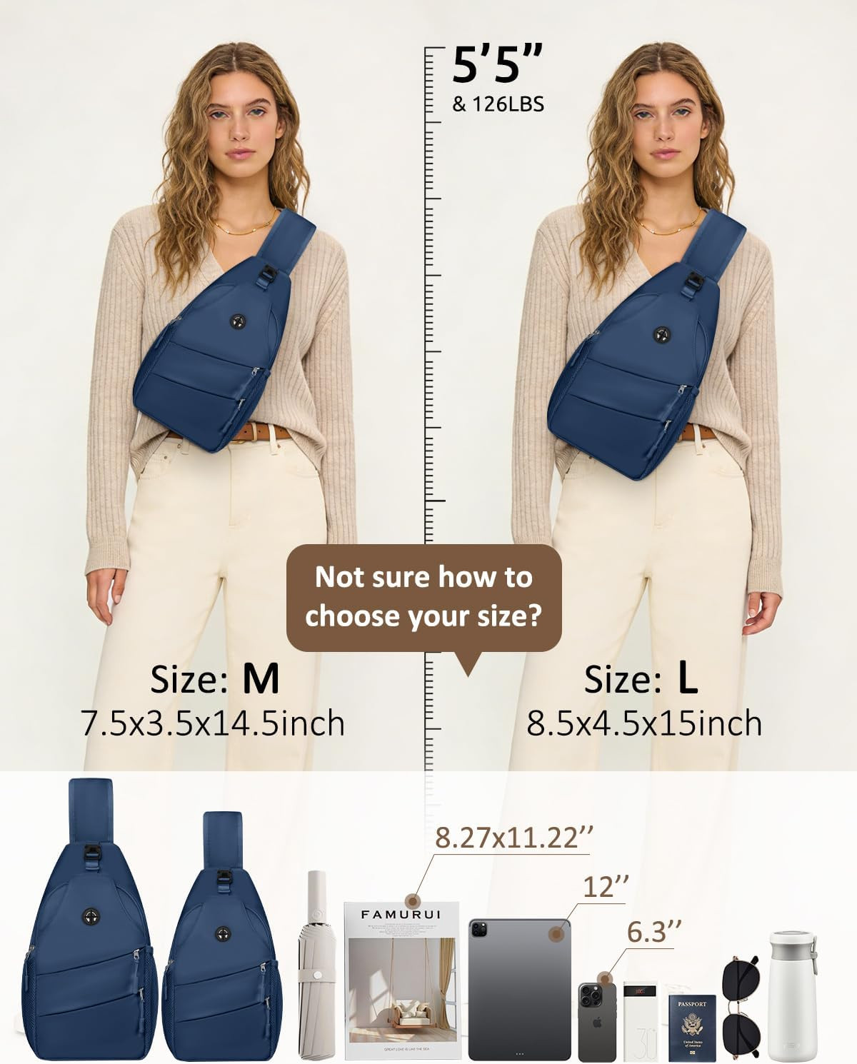 Crossbody Bags for Women Men Trendy Sling Bag Backpack Casual Chest Bag with Con