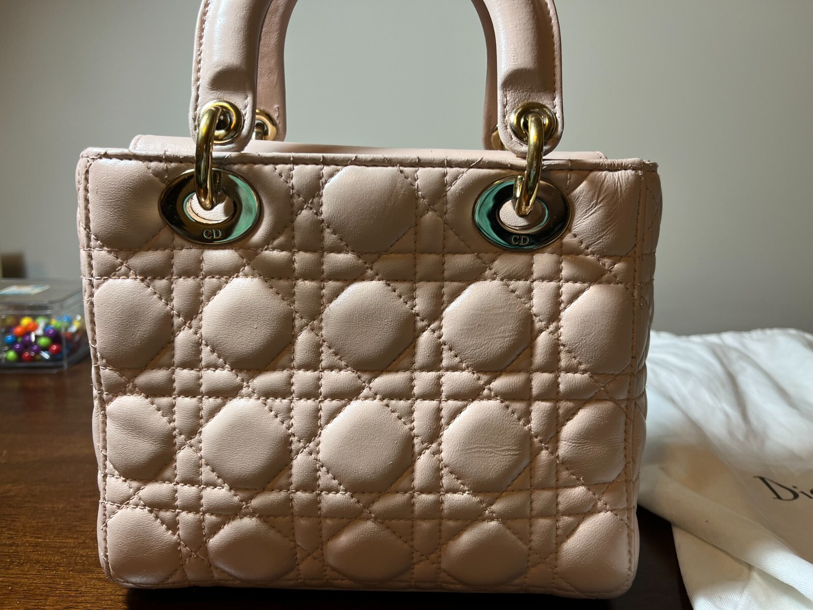 REPAINTED Small Lady Dior My ABCDiorBag – Powder Pink Cannage Lambskin w/DUSTBAG
