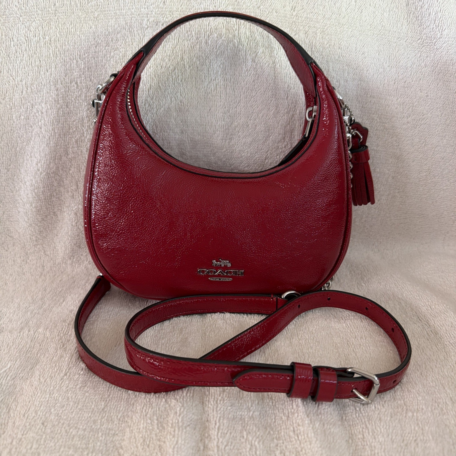NWT COACH CARMEN MINI CROSSBODY PATENT LEATHER BAG CW036 HANDBAG PURSE HOBO ERGO