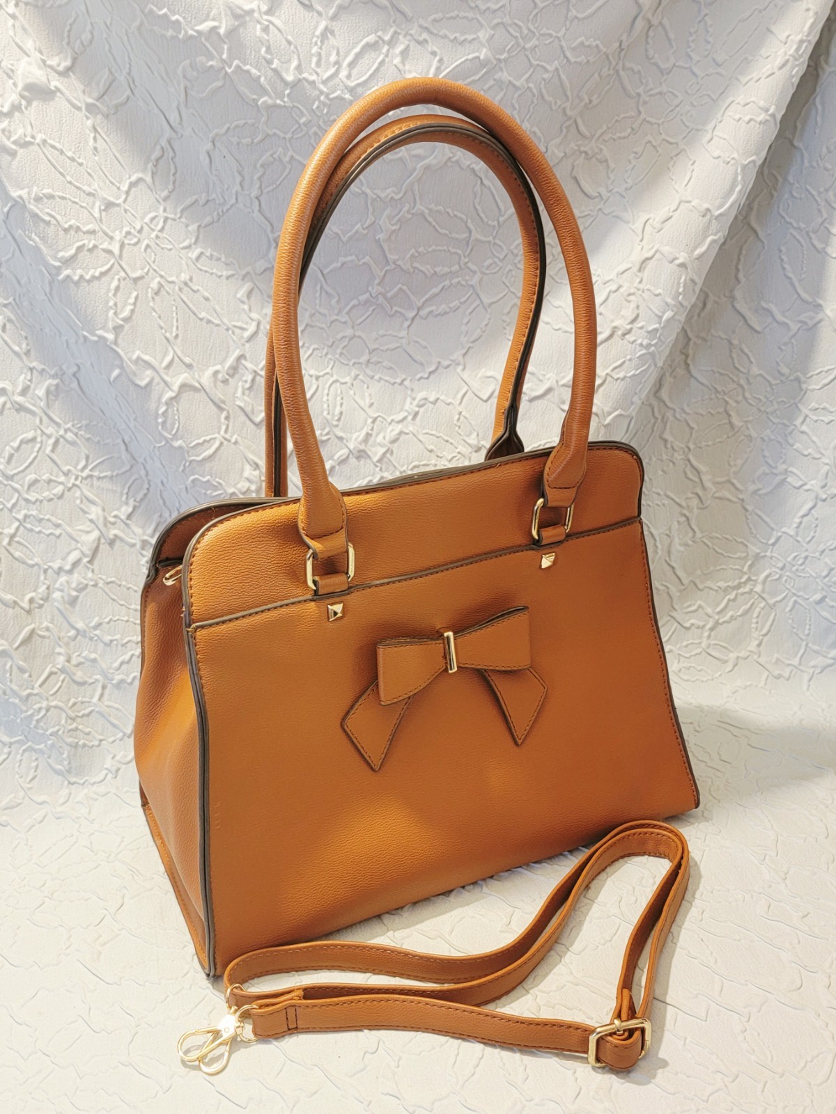Women Large Brown Purse Top-Handle Bag Crossbody Tote Faux Leather Animal Print