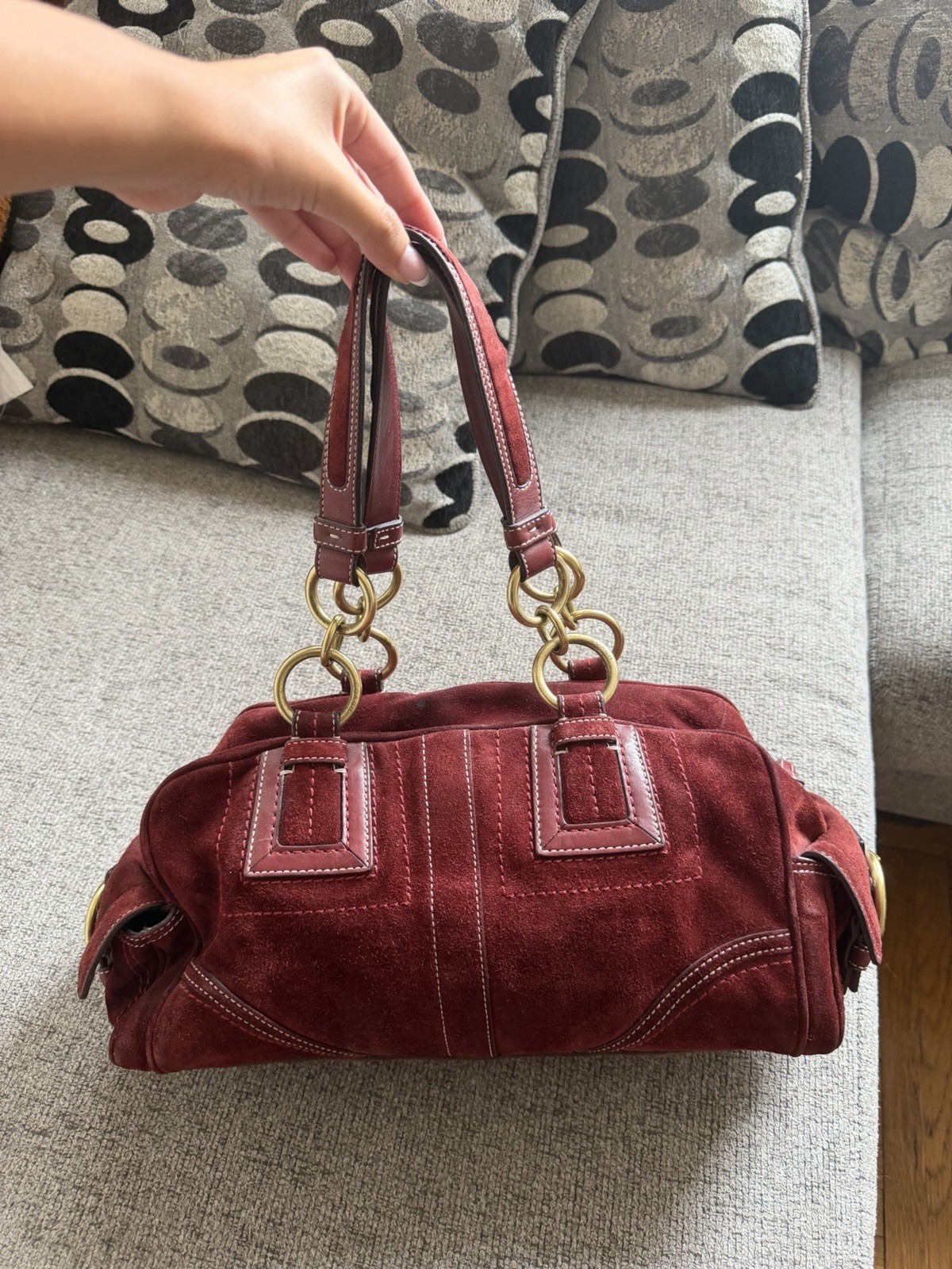 Coach Mia Satchel Red/Burgundy Suede