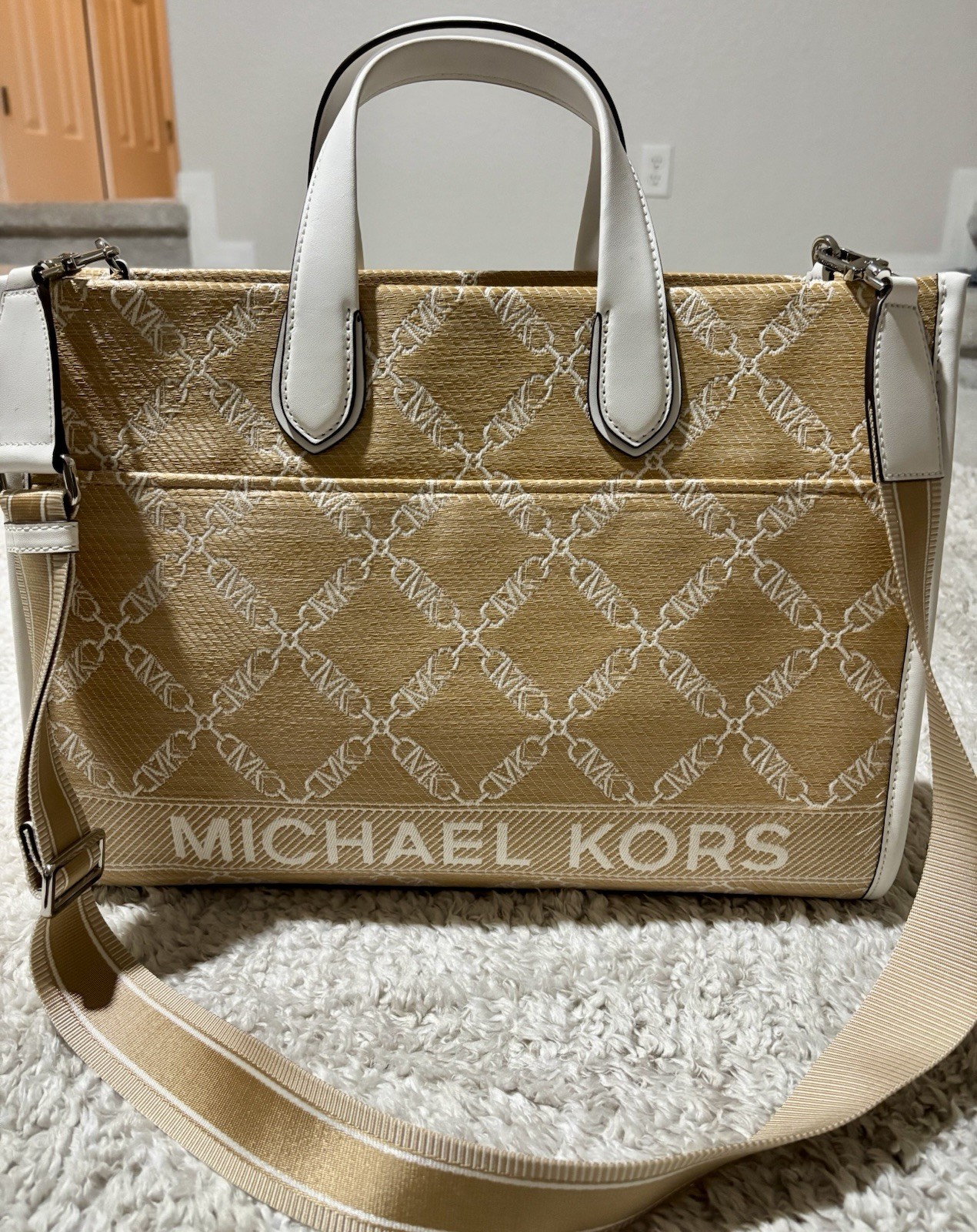 Michael Kors Gigi Large Tote Bag Empire Signature Logo, Brown