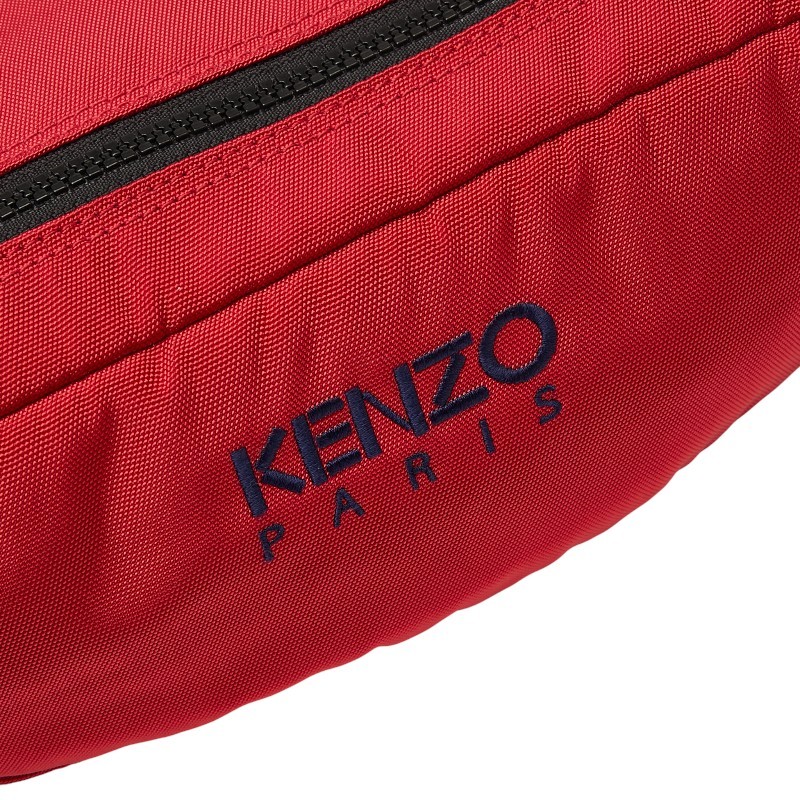 Kenzo Logo Animal Embroidered Body Bag Waist Bag Red Nylon Women Accessories